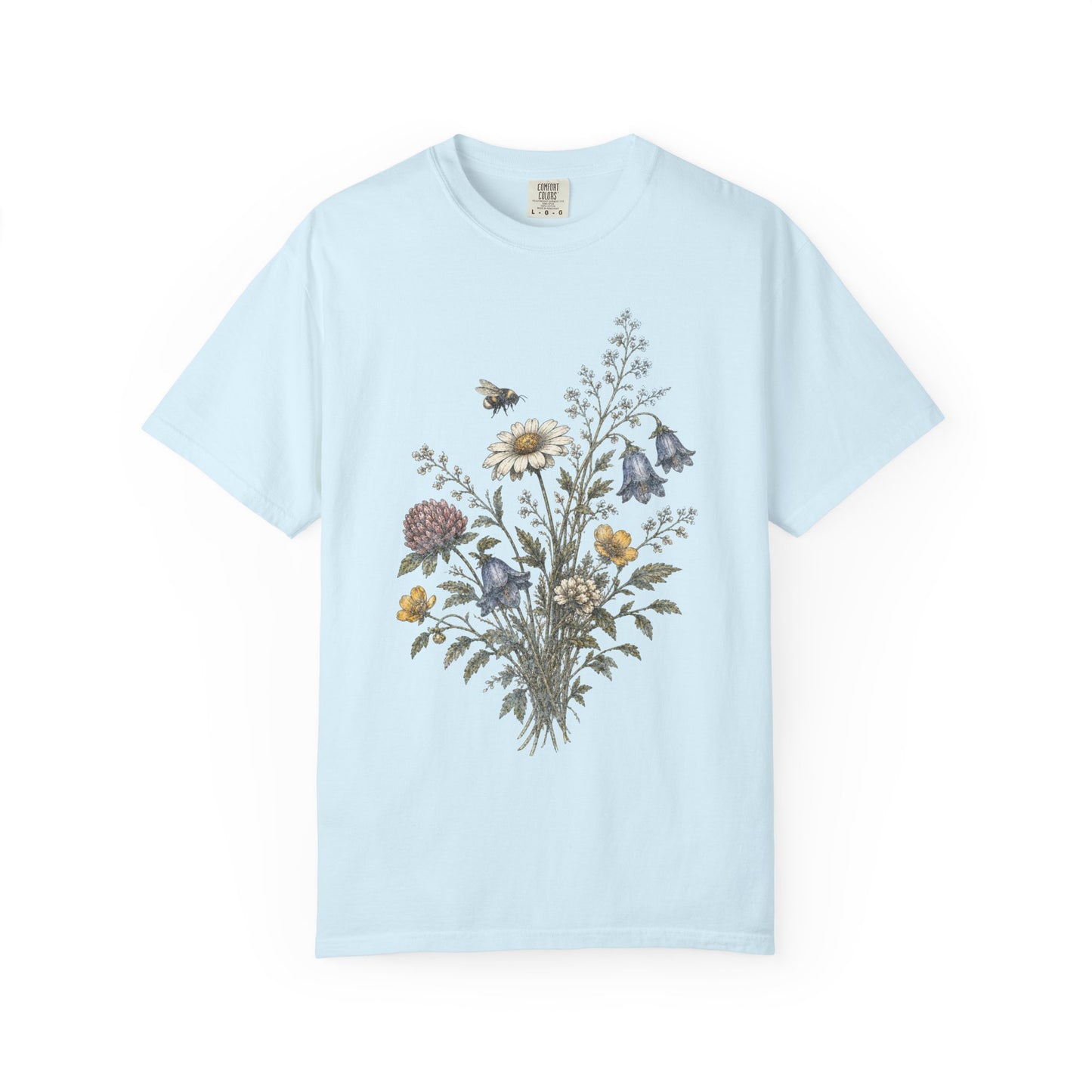 Vintage Wildflower Bouquet and Bumblebee Botanical TShirt