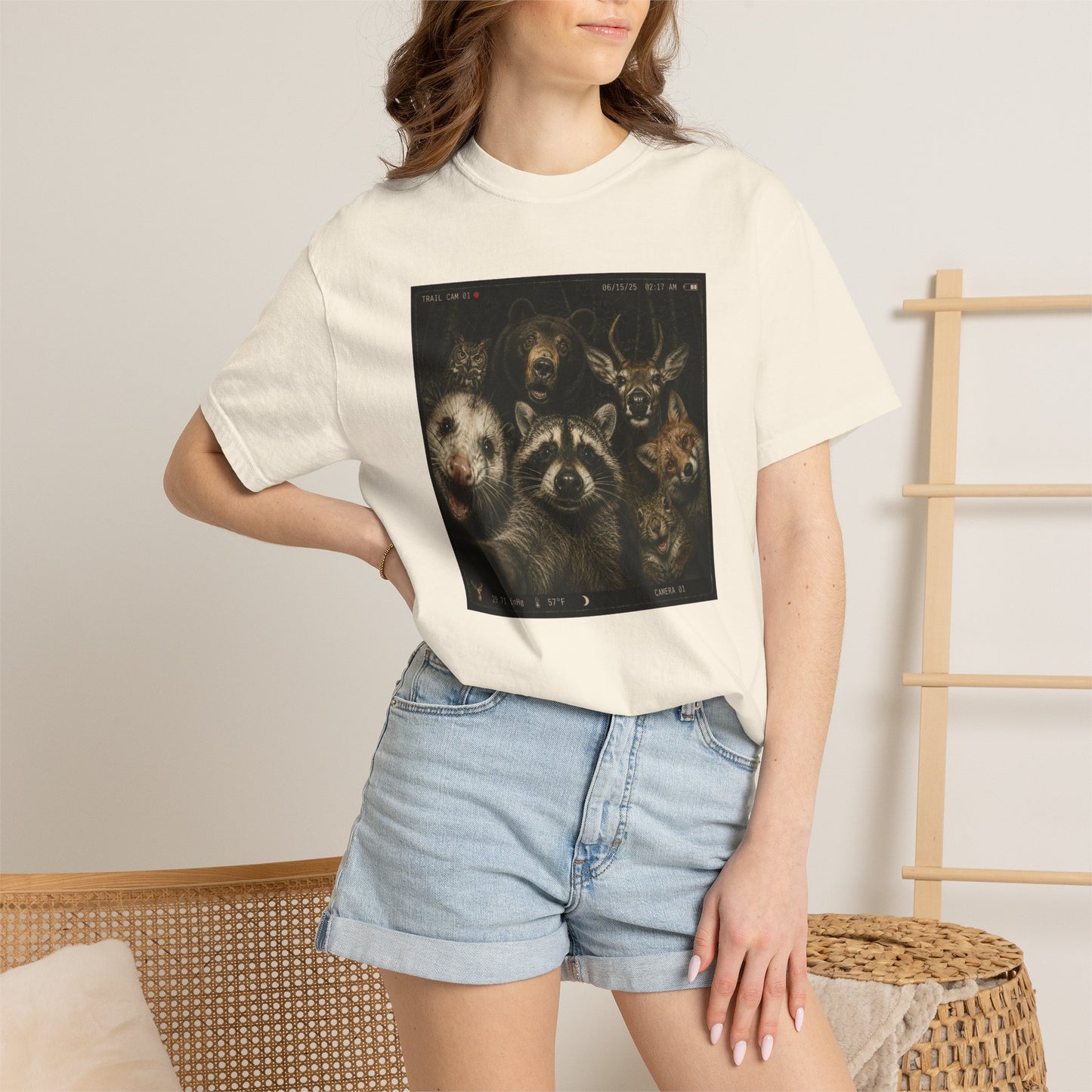 Trail Cam Animals T-Shirt — Funny Forest Wildlife Photo Tee