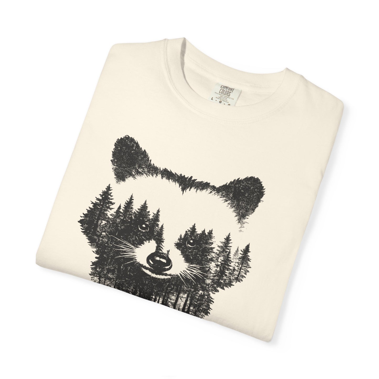 Woodland Raccoon Silhouette T-Shirt, Forest Wildlife Graphic Vintage Nature Tee
