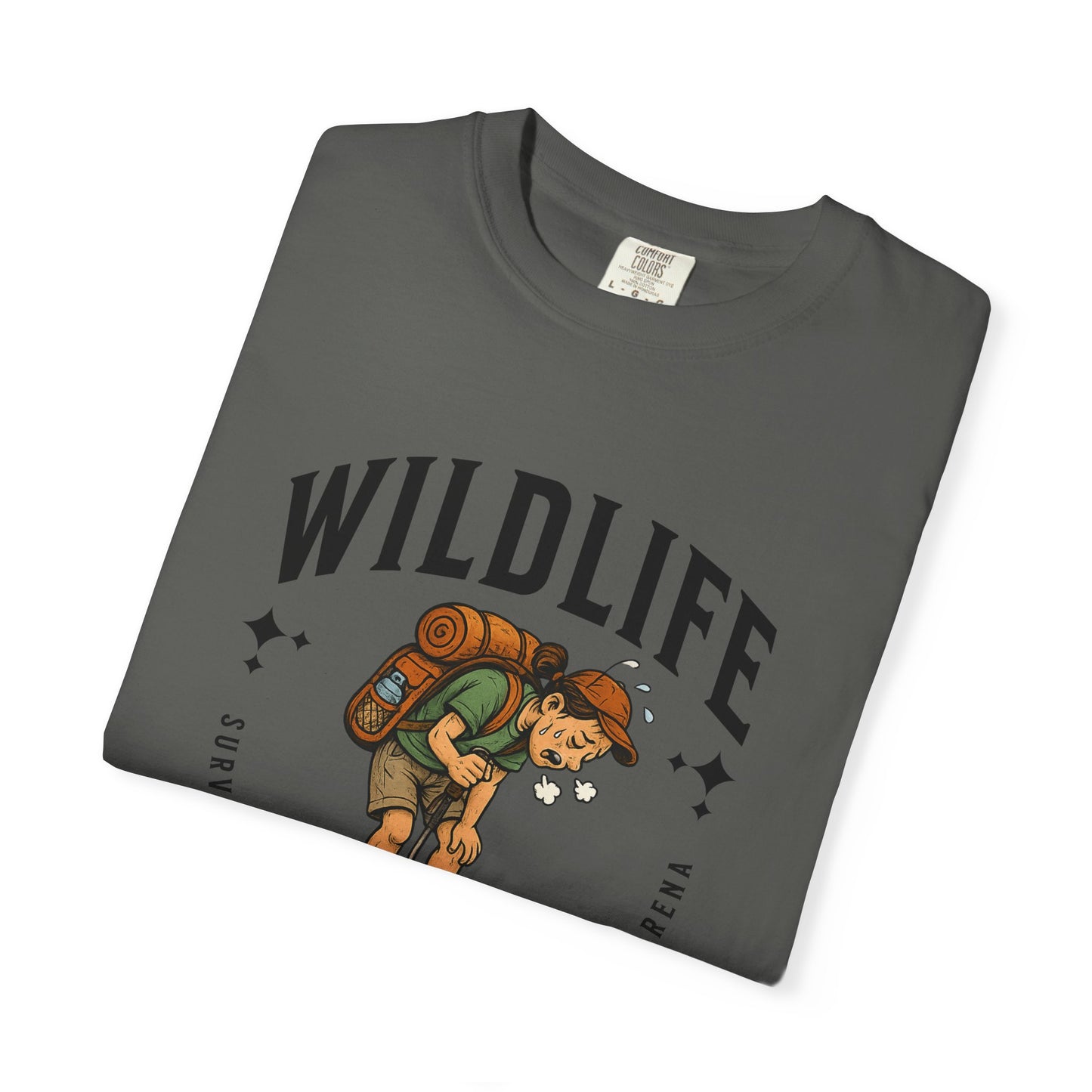 WILDLIFE Camp Shirt — "Survival of the Fittest in Nature's Arena" Funny Hiking Outdoors Tee