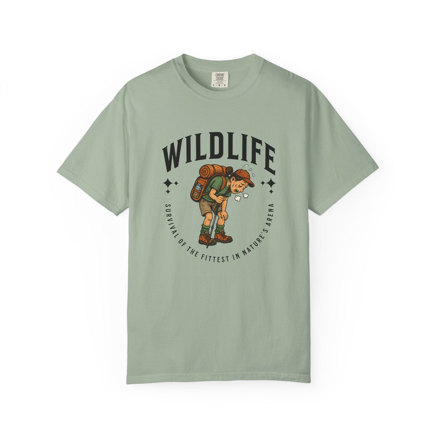 WILDLIFE Camp Shirt — "Survival of the Fittest in Nature's Arena" Funny Hiking Outdoors Tee