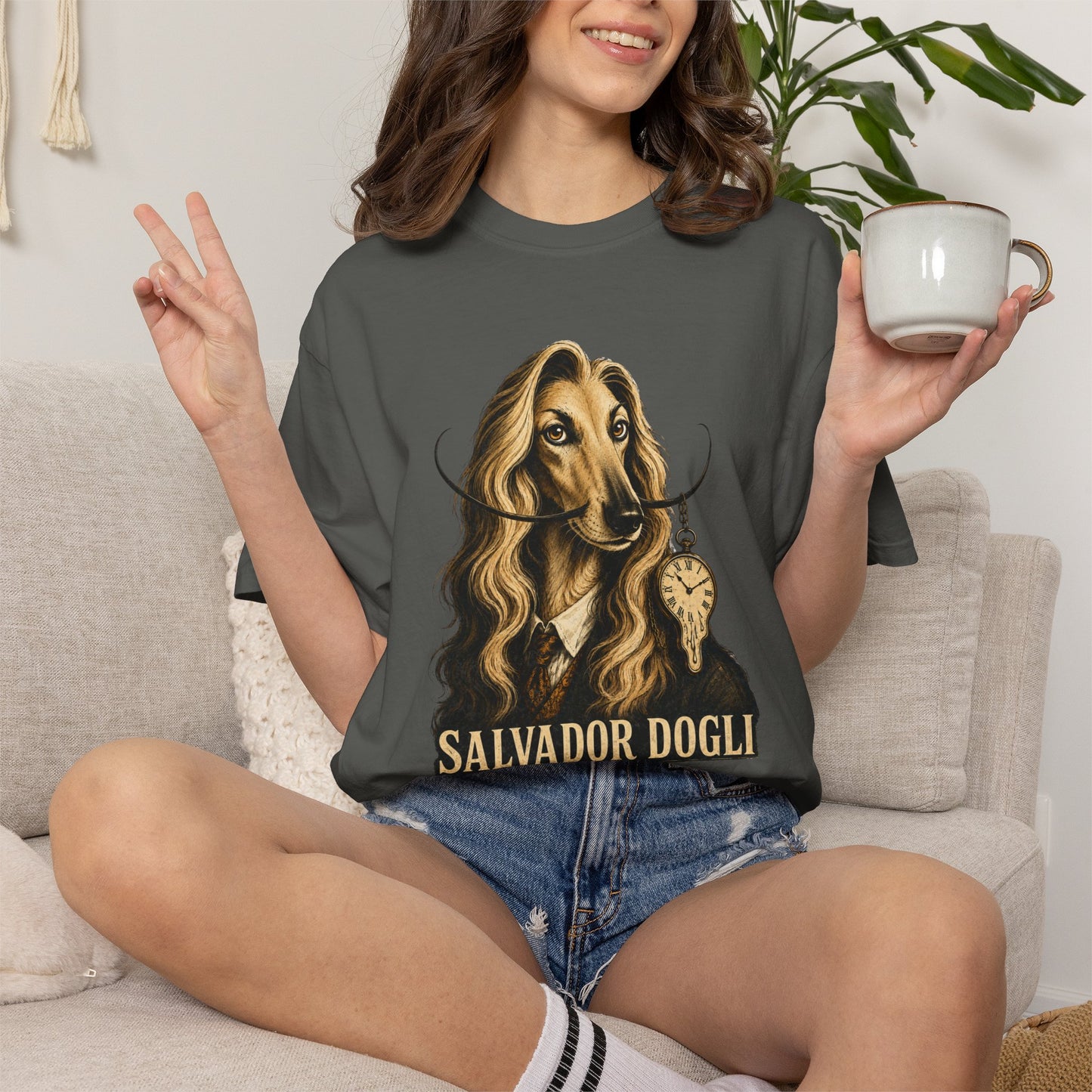 Salvador Dogli Art Tee — Surreal Afghan Hound Graphic T-Shirt