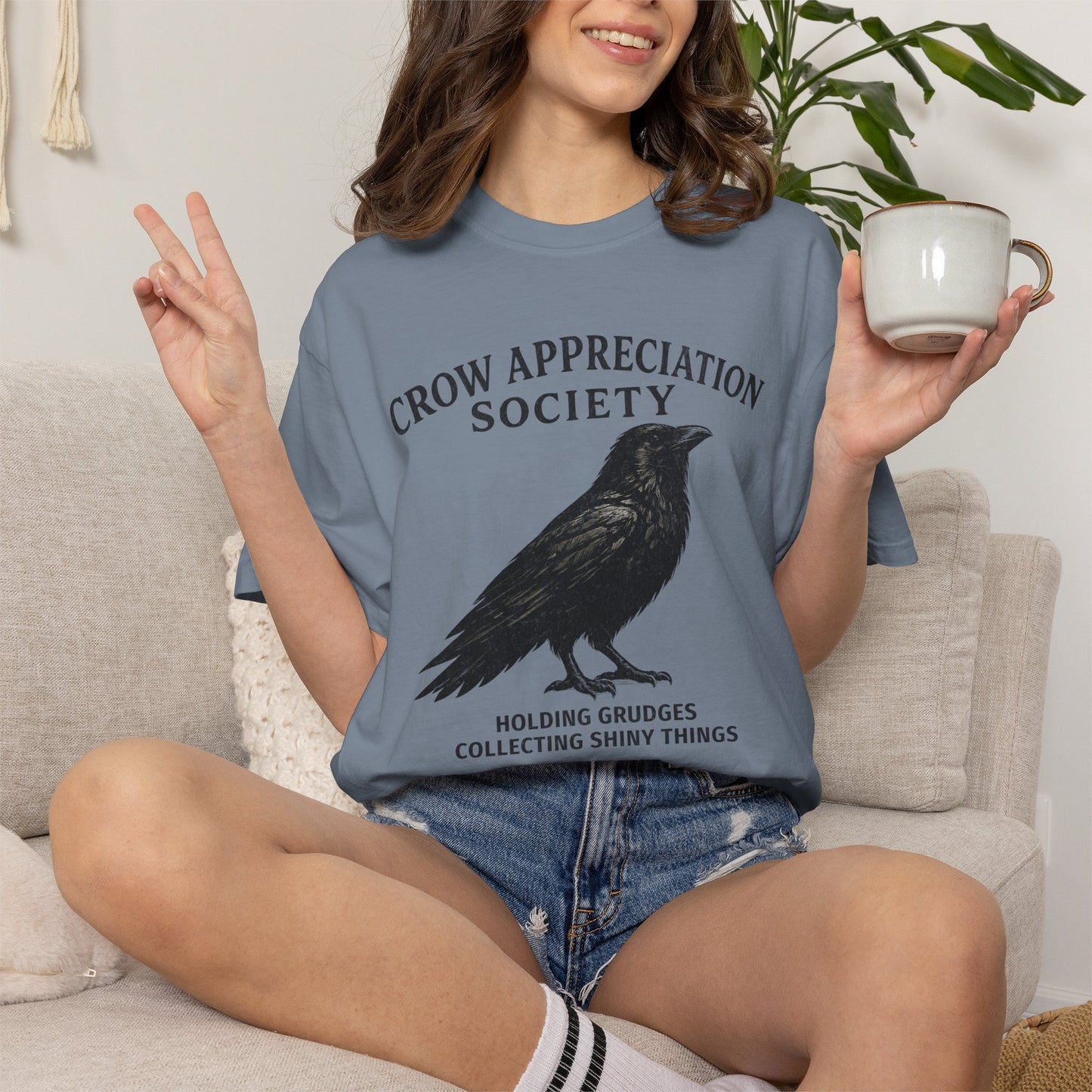 Crow Appreciation Society T-Shirt — 'Holding Grudges, Collecting Shiny Things' Funny Crow Graphic Tee