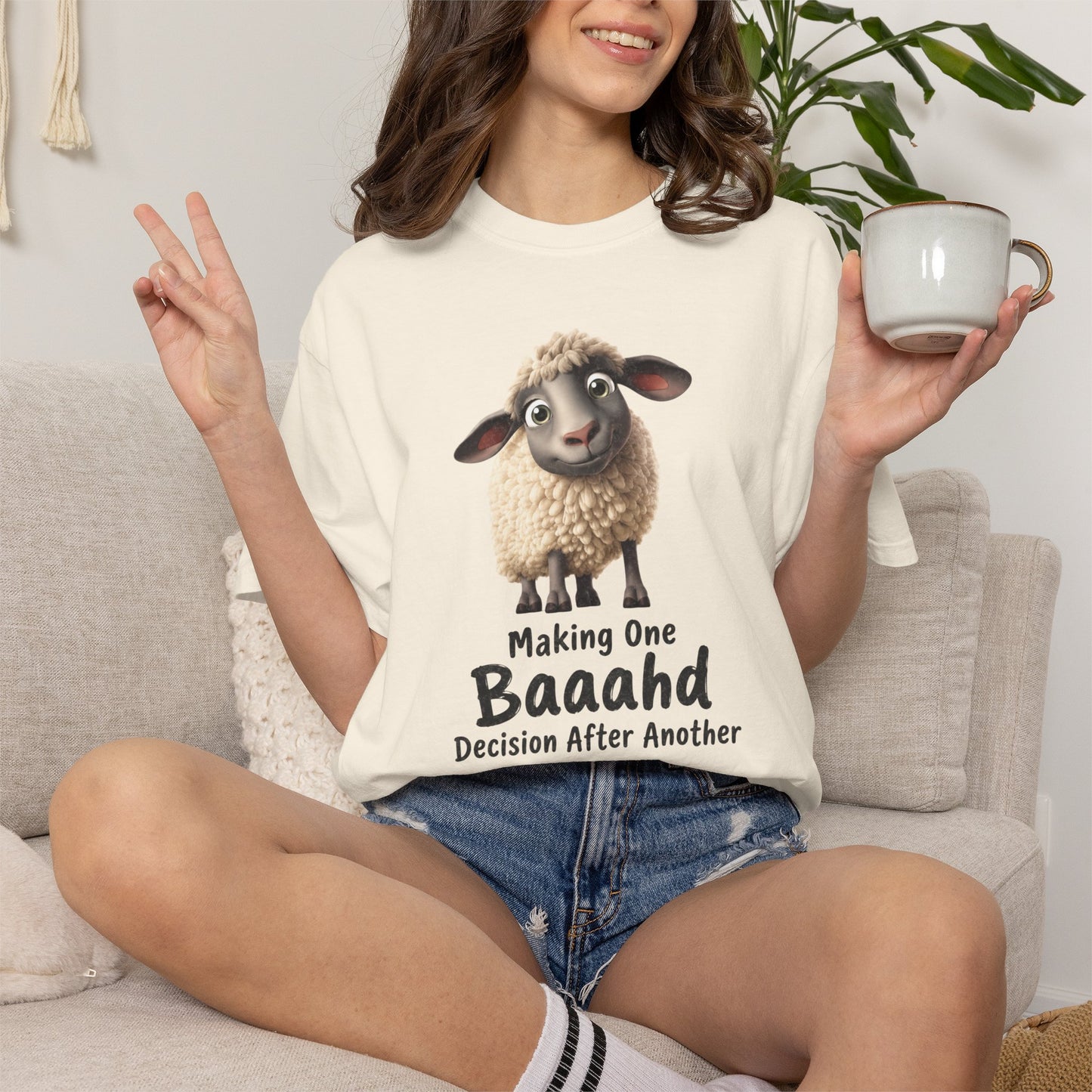 Sheep Graphic T-Shirt — "Making One Baaahd Decision After Another" Cute Funny Tee