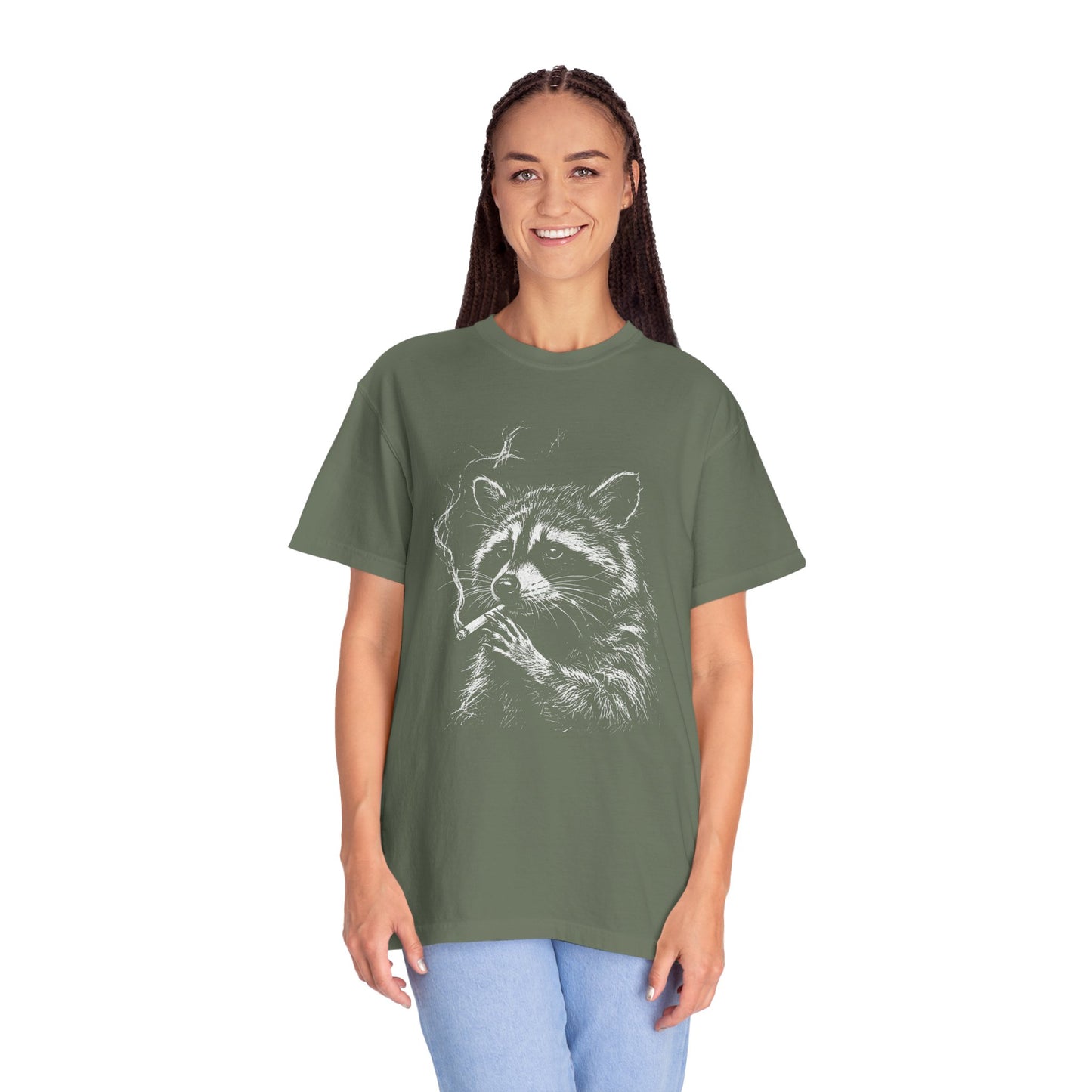 Vintage Wildlife Smoking Raccoon Graphic T-Shirt