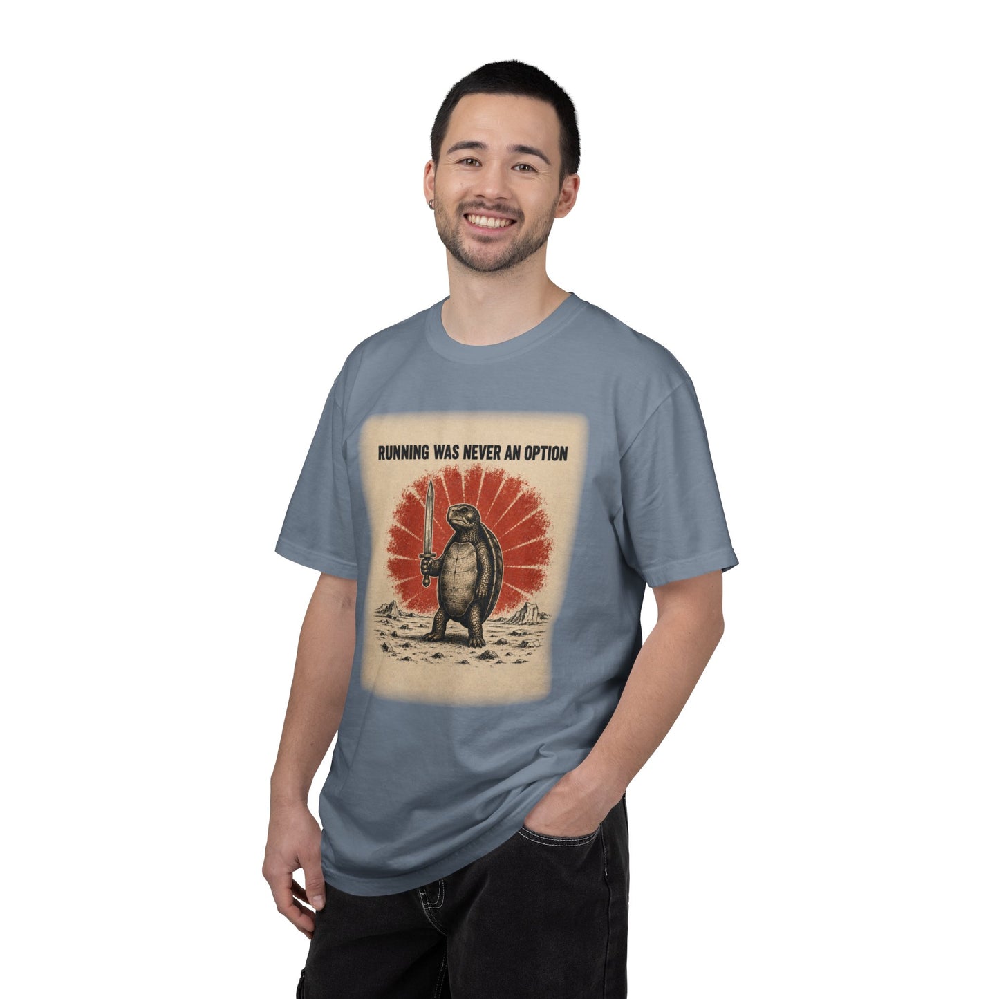 Running Was Never an Option Turtle Shirt | Funny Warrior Turtle Graphic Tee | Vintage Comfort Colors® T-Shirt