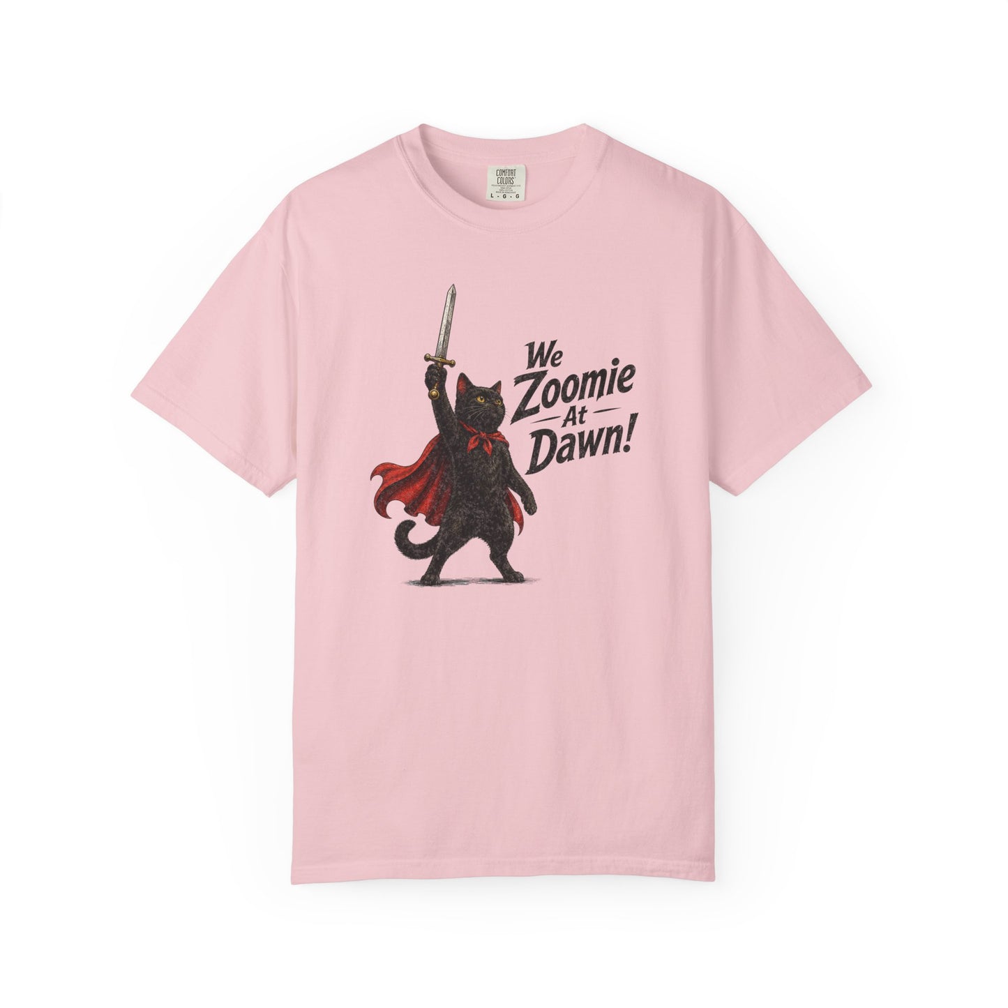We Zoomie at Dawn Cat T-Shirt | Funny Black Cat Knight Graphic Tee | Comfort Colors Shirt