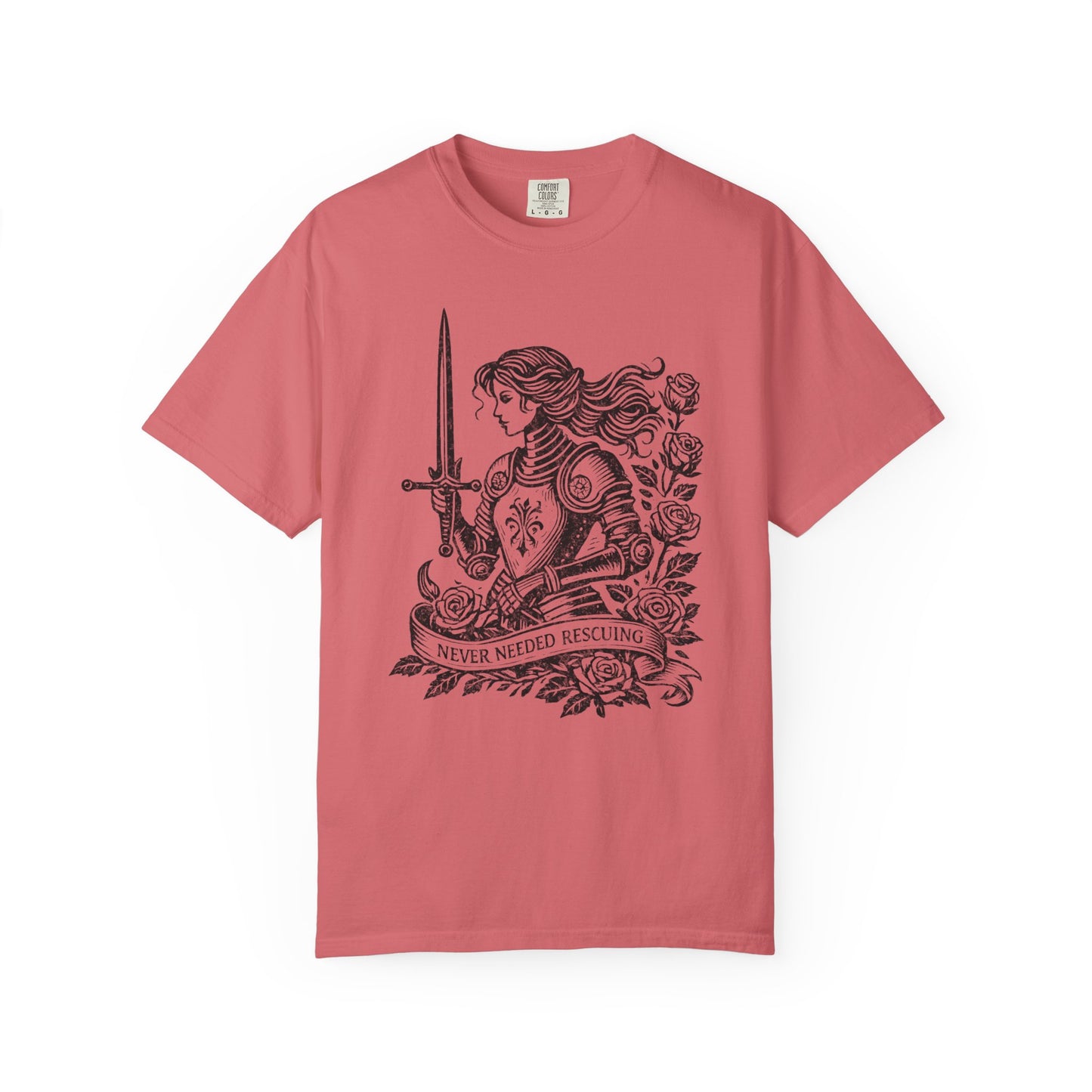 'Never Needed Rescuing' Feminist Female Knight Armor Graphic Tee
