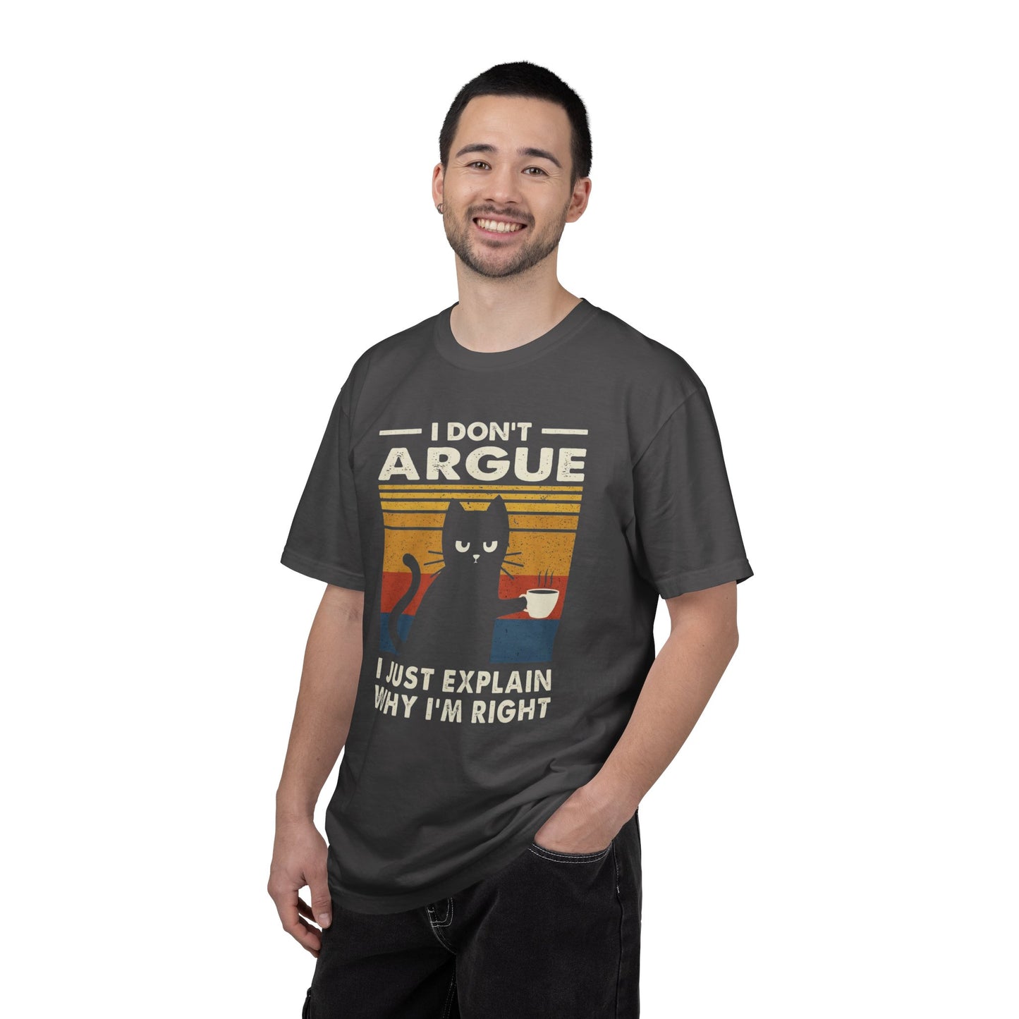 Cat Humor T-Shirt — "I Don't Argue, I Just Explain Why I'm Right" Retro Tee