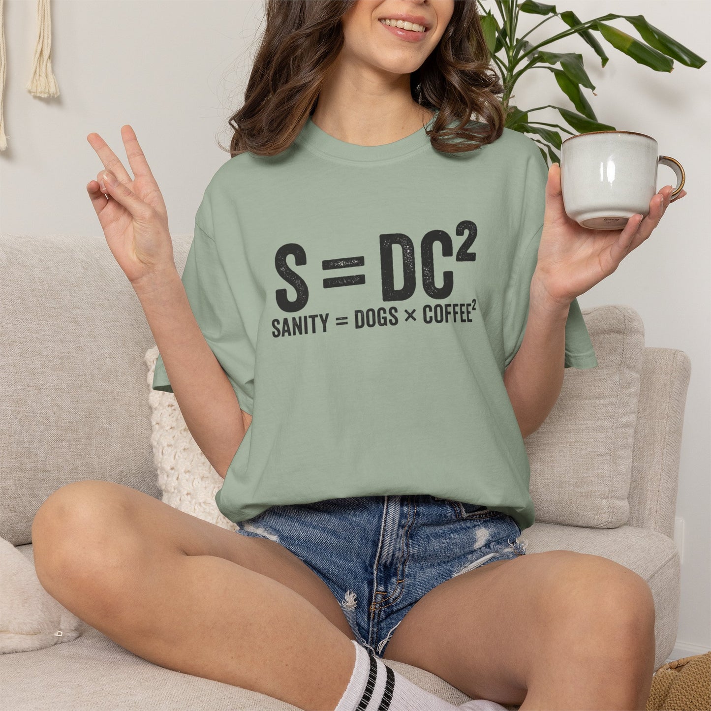 S = DC² Funny Dog & Coffee T-Shirt | Sanity = Dogs × Coffee² Graphic Tee | Comfort Colors Shirt