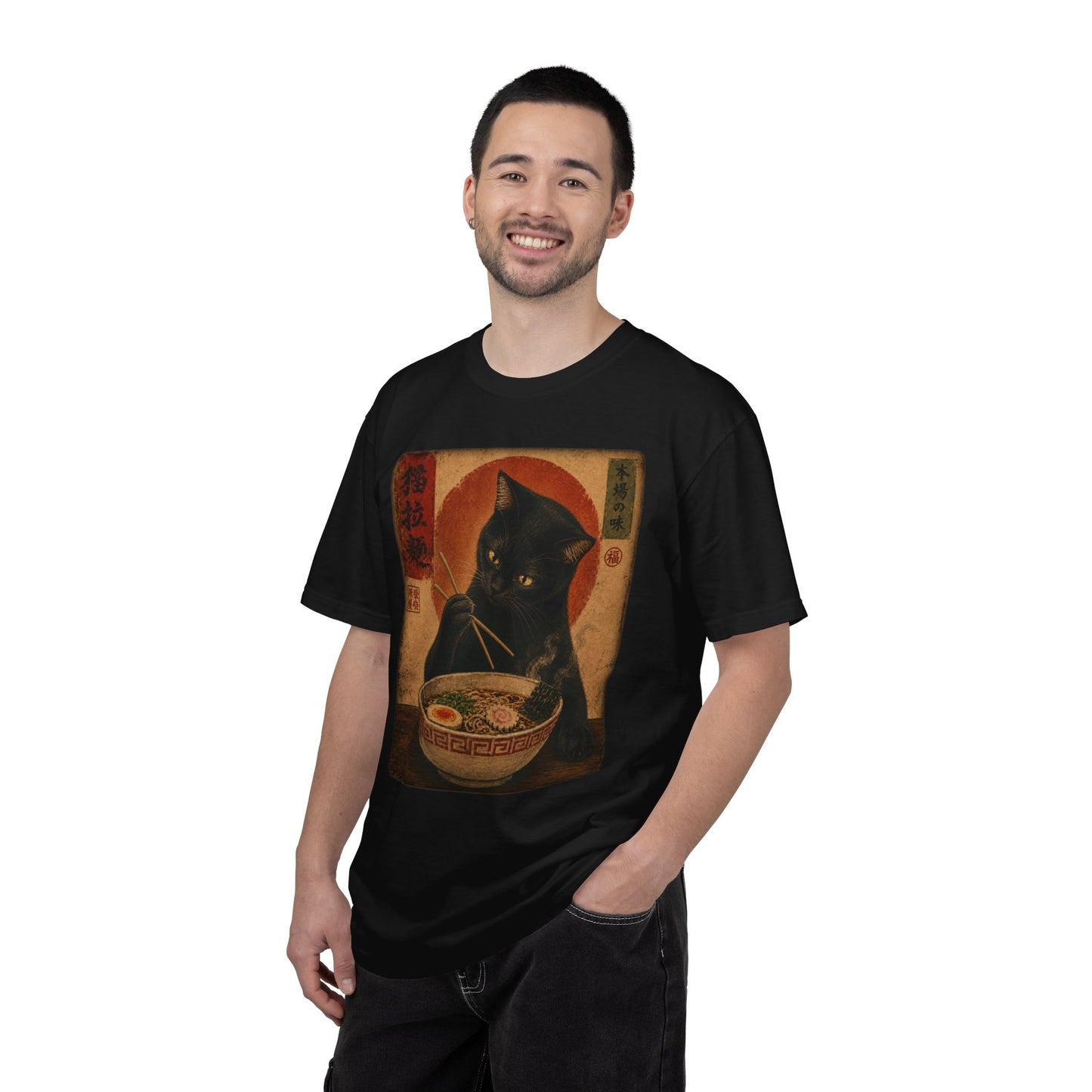 Vintage Ramen Cat Shirt | Black Cat Eating Noodles Graphic Tee | Japanese-Inspired Cat Lover Comfort Colors® T-Shirt