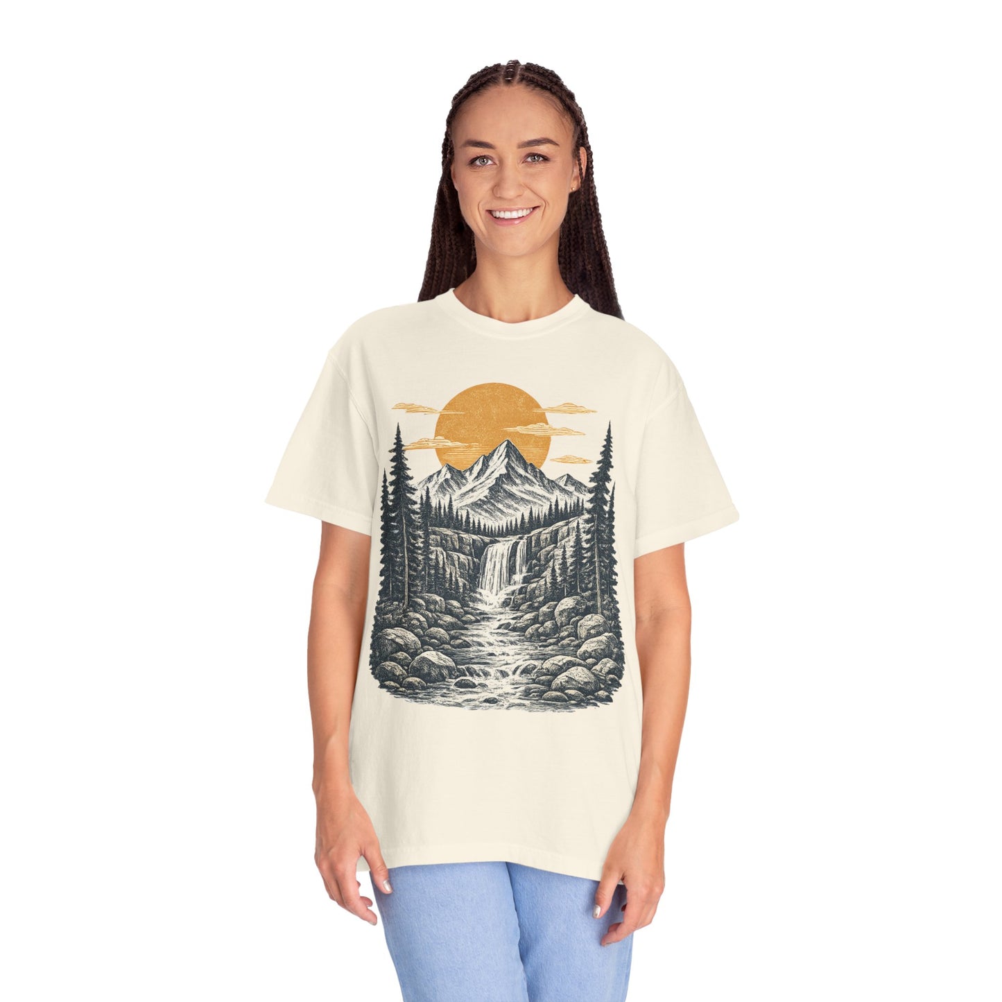 Mountain Sunset T-Shirt — Scenic Wilderness River Graphic Tee