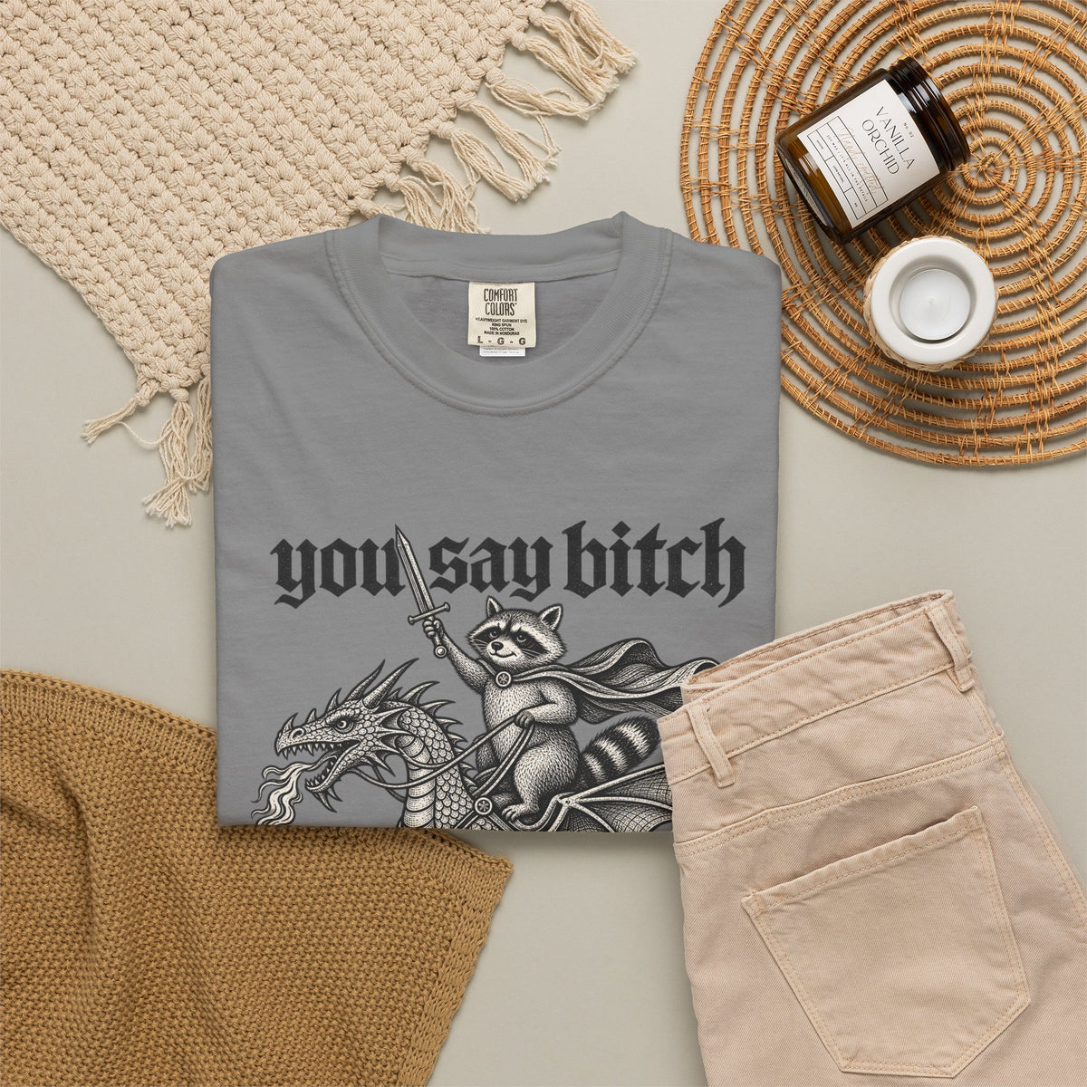You Say Bitch Like It's A Bad Thing Vintage Gothic Raccoon Dragon T-Shirt