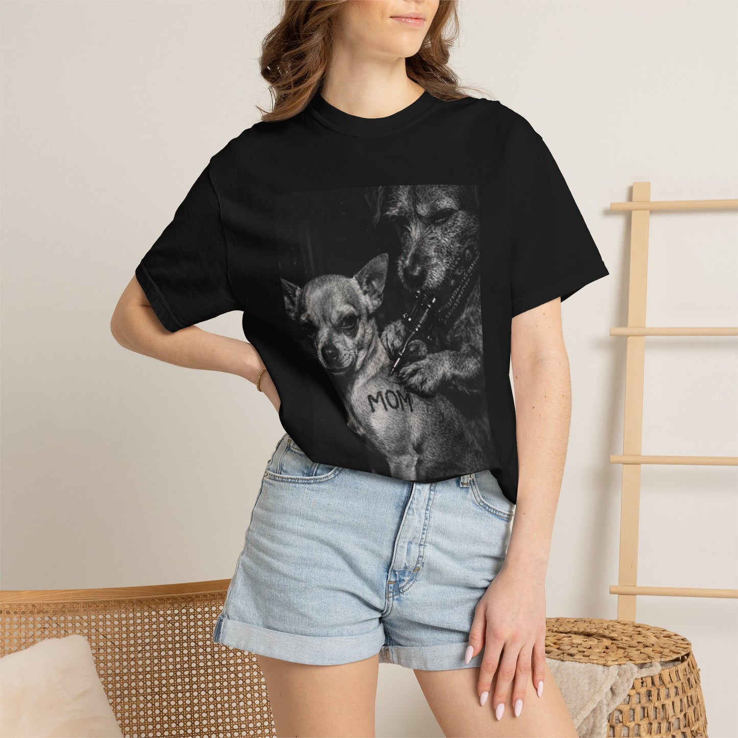 Tattoo Parlor Dogs T-Shirt — 'MOM' Chihuahua Tattoo Night Vibe