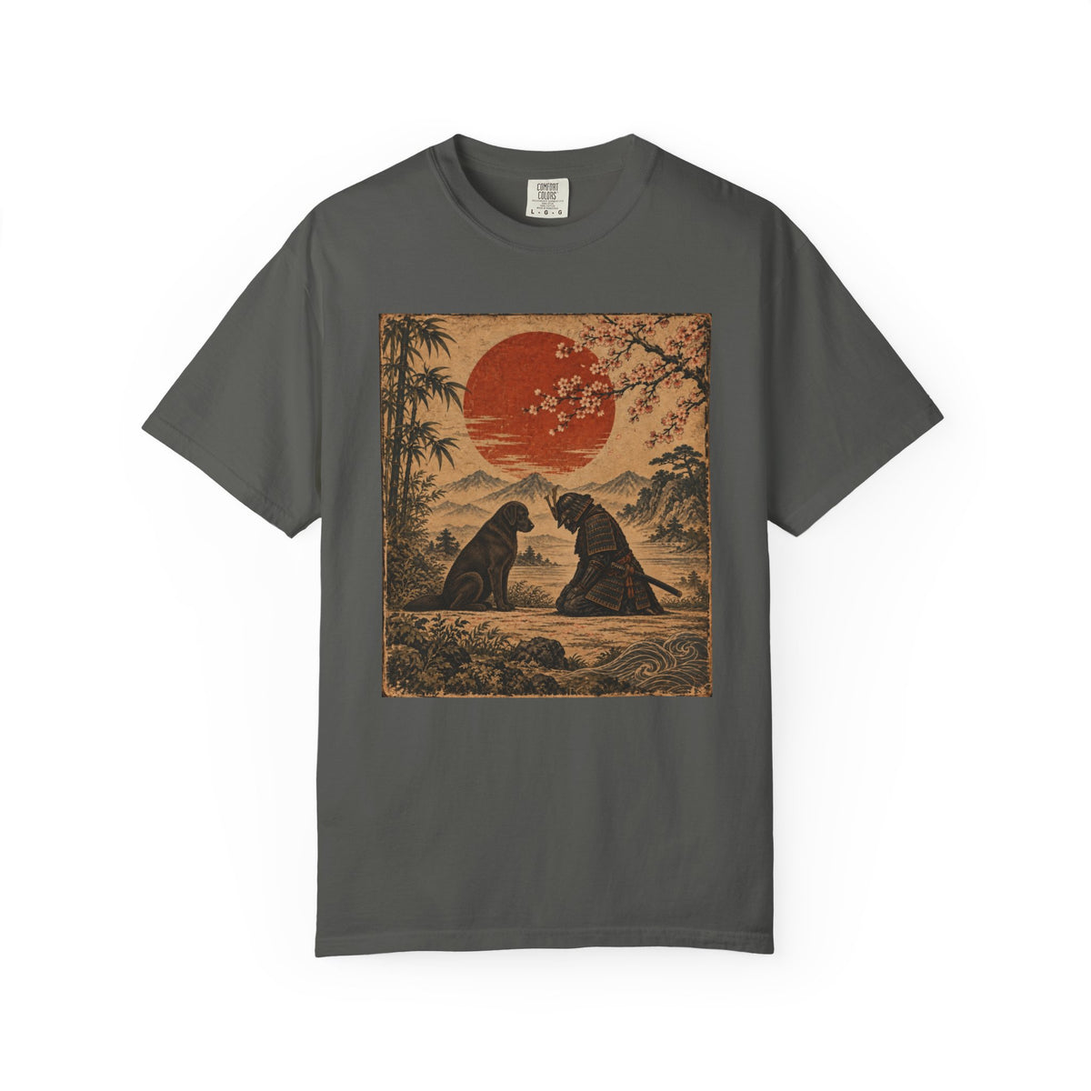 Samurai Bowing to Dog Shir, Vintage Japanese Dog Graphic Tee