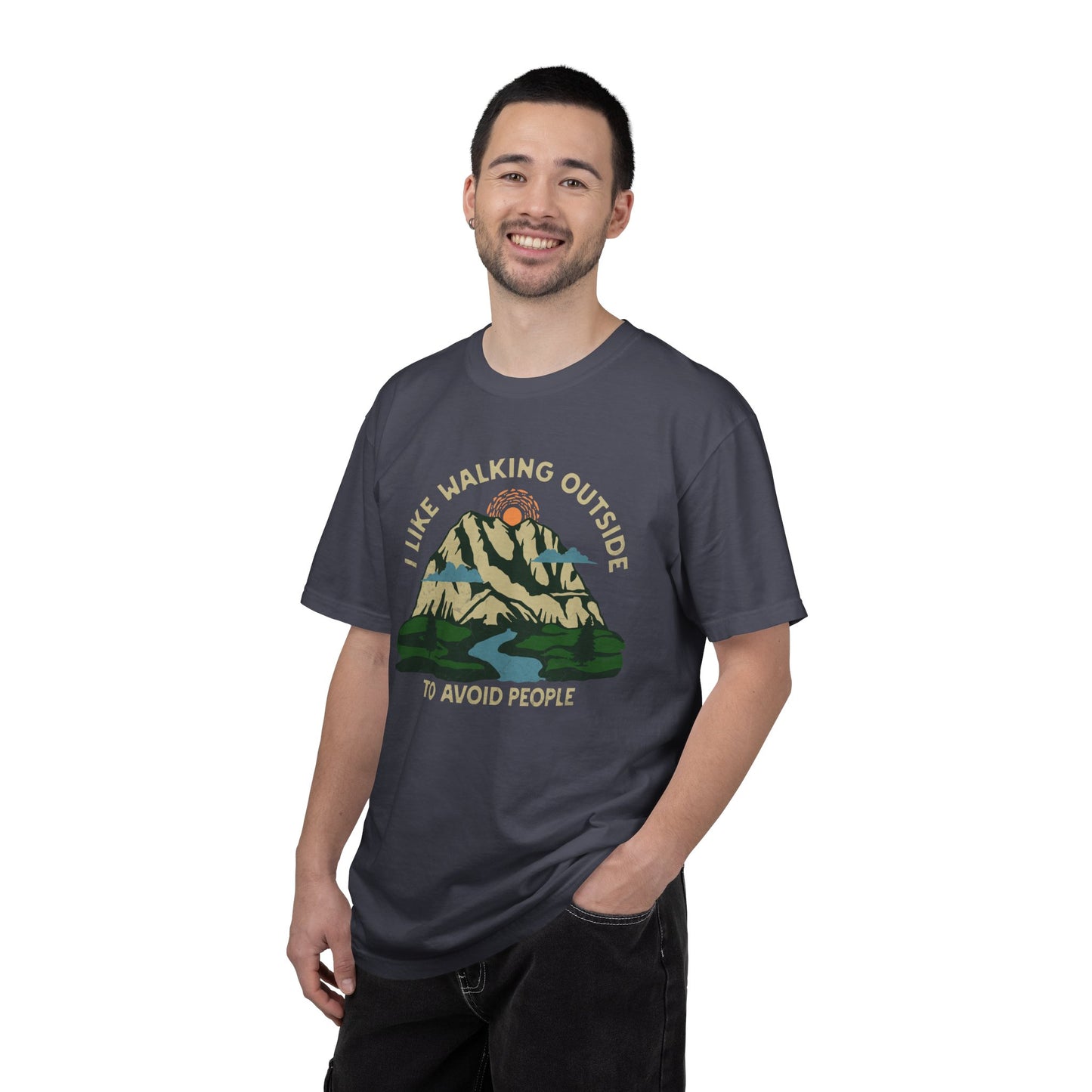 I Like Walking Outside to Avoid People Funny Hiking Introvert Nature Graphic T-Shirt