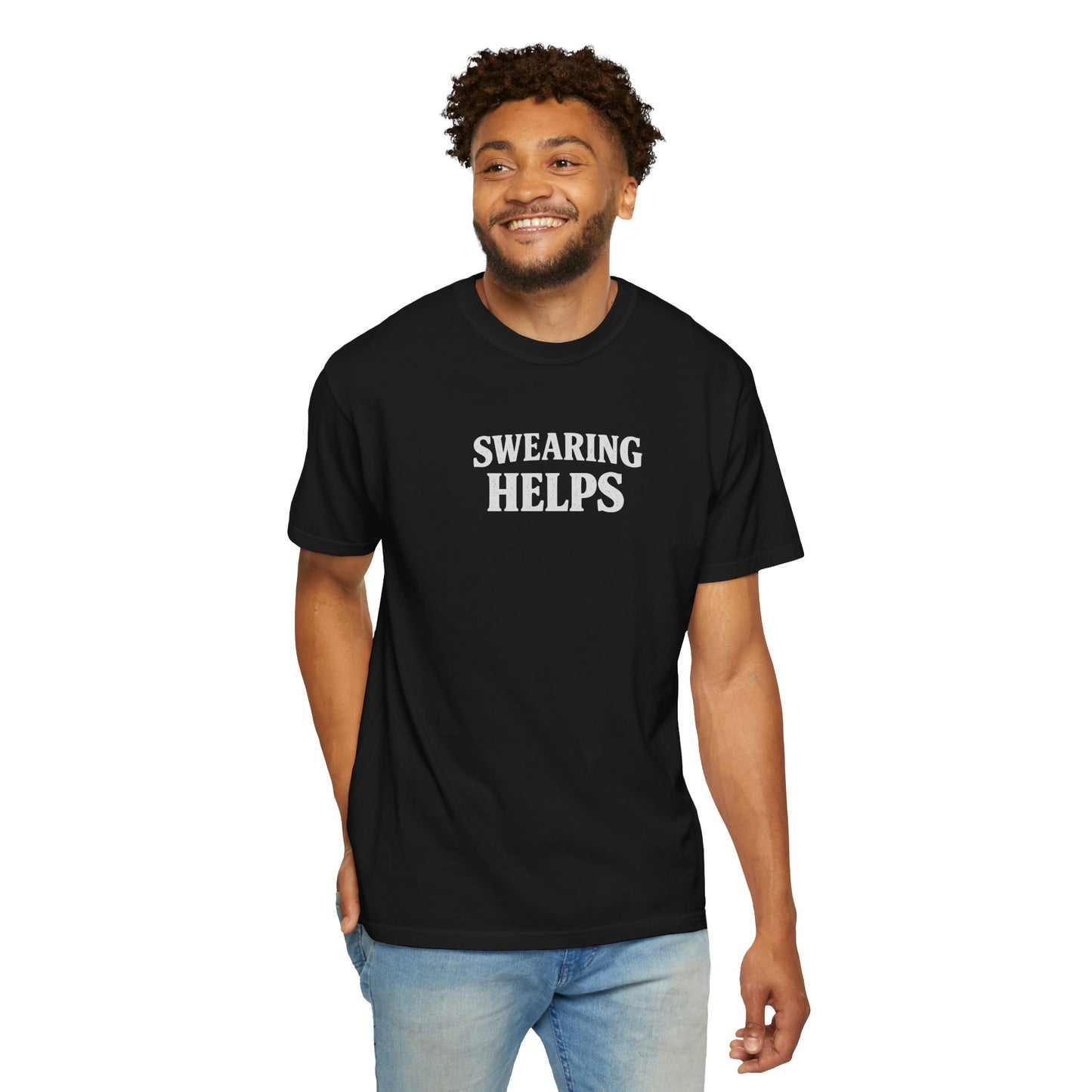SWEARING HELPS T-Shirt — Funny Typographic Tee