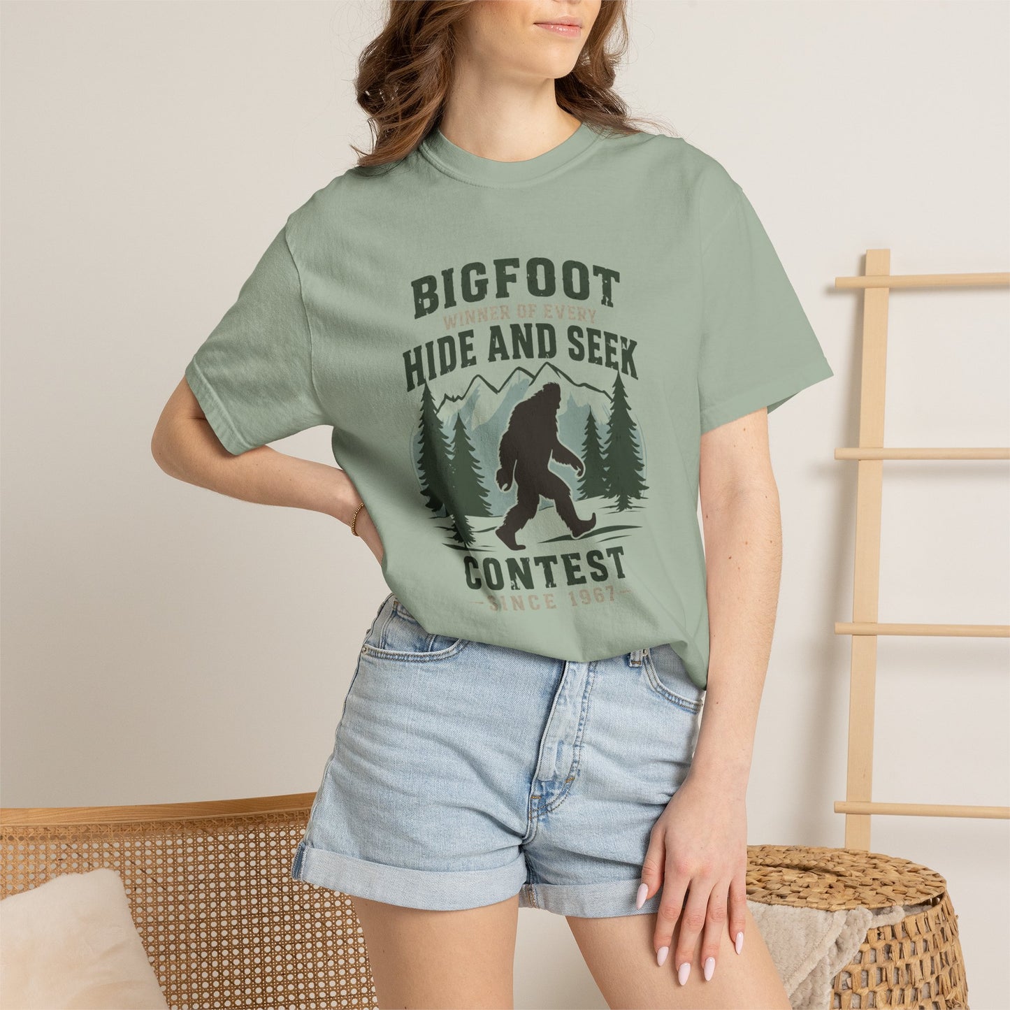 Bigfoot Hide and Seek Contest T-Shirt — Vintage Sasquatch Graphic Tee