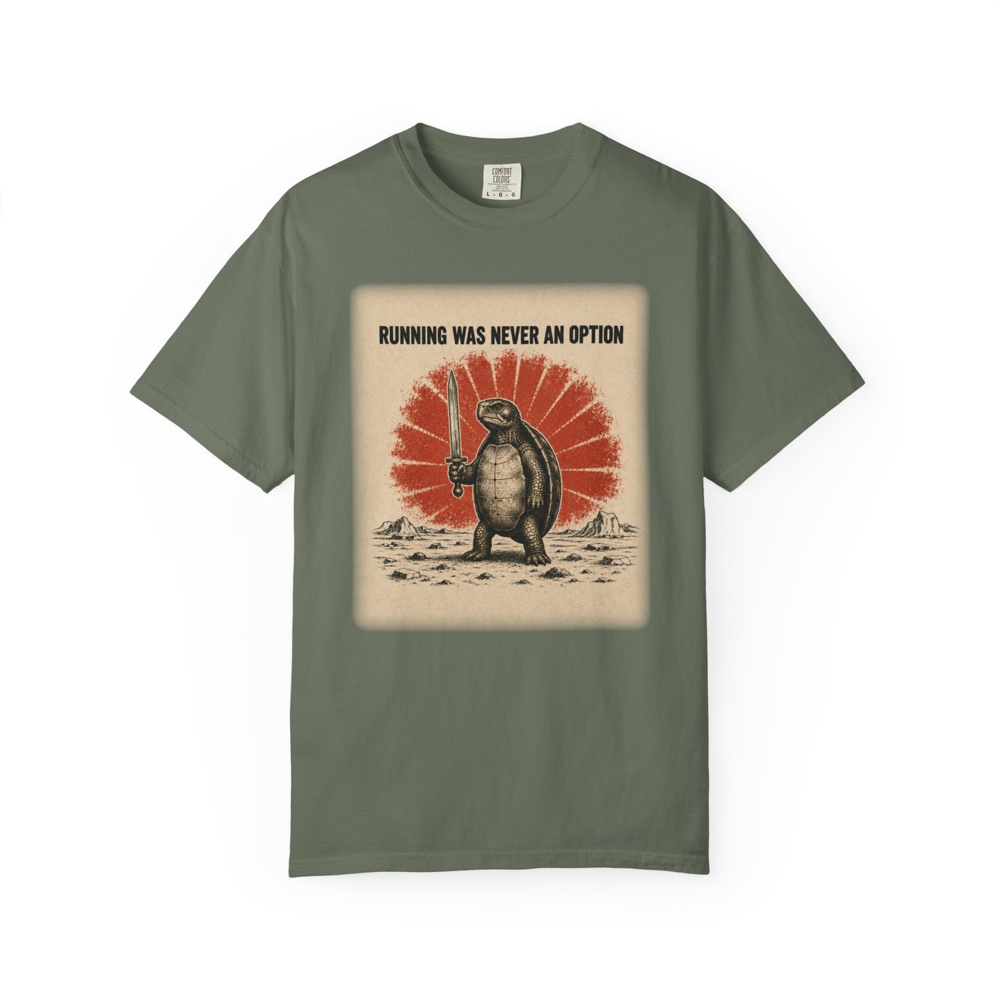 Running Was Never an Option Turtle Shirt | Funny Warrior Turtle Graphic Tee | Vintage Comfort Colors® T-Shirt