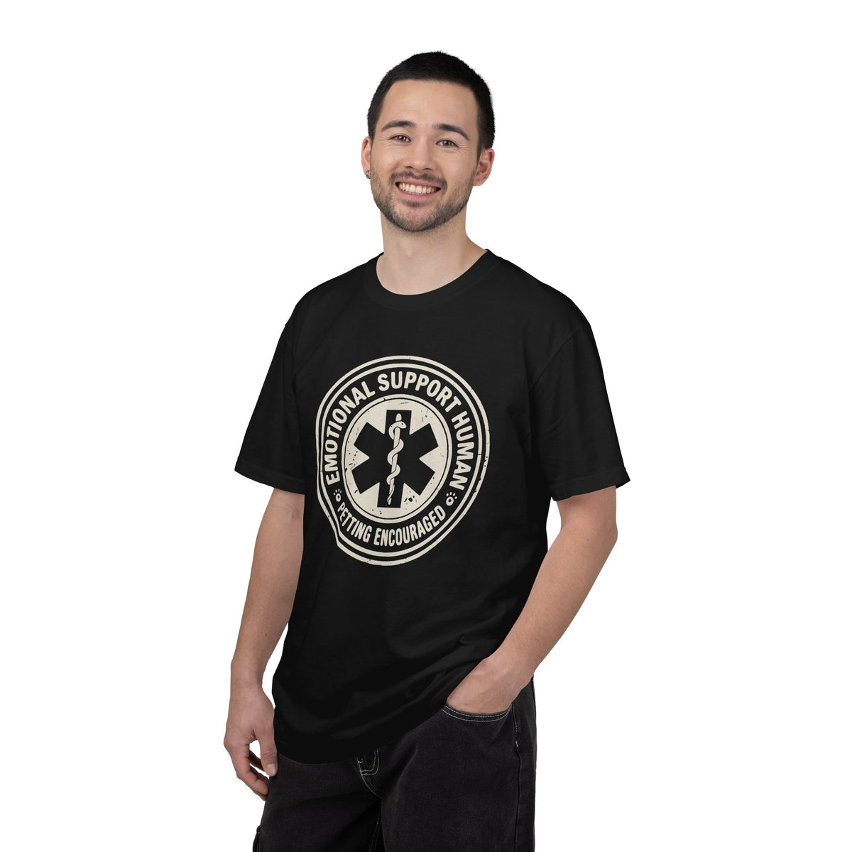 Emotional Support Human T-Shirt — “Petting Encouraged”