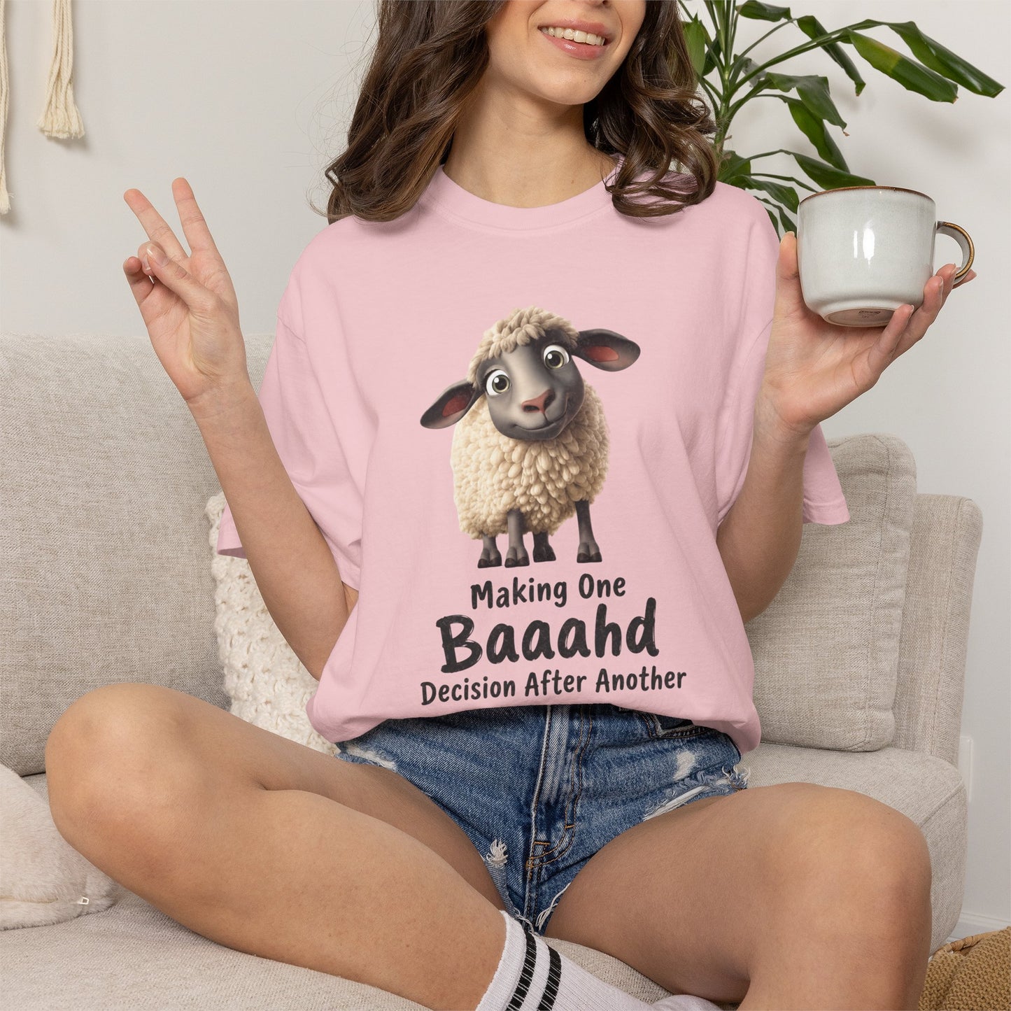 Sheep Graphic T-Shirt — "Making One Baaahd Decision After Another" Cute Funny Tee