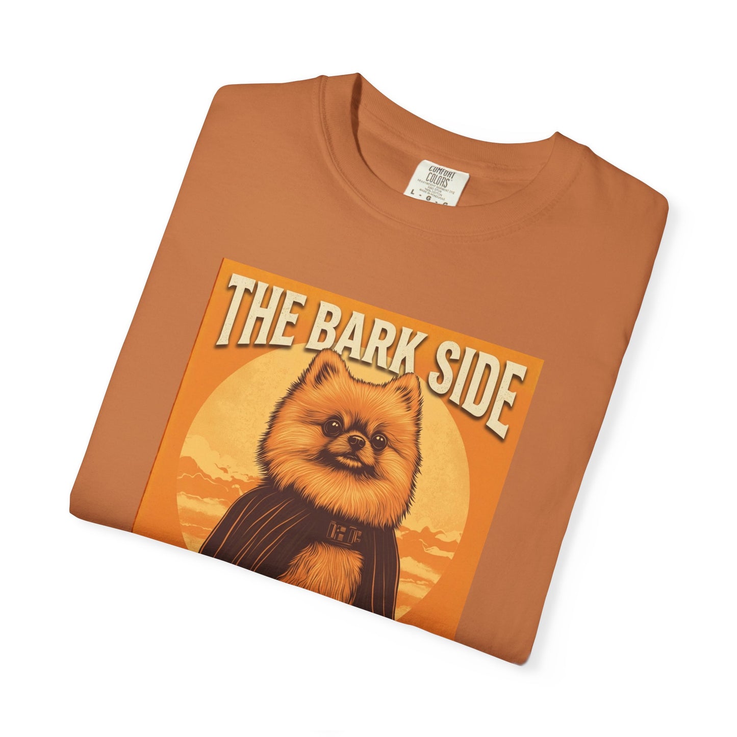 The Bark Side Funny Pomeranian Star Wars Inspired Dog T-Shirt | Cute Retro Dog Lover Tee
