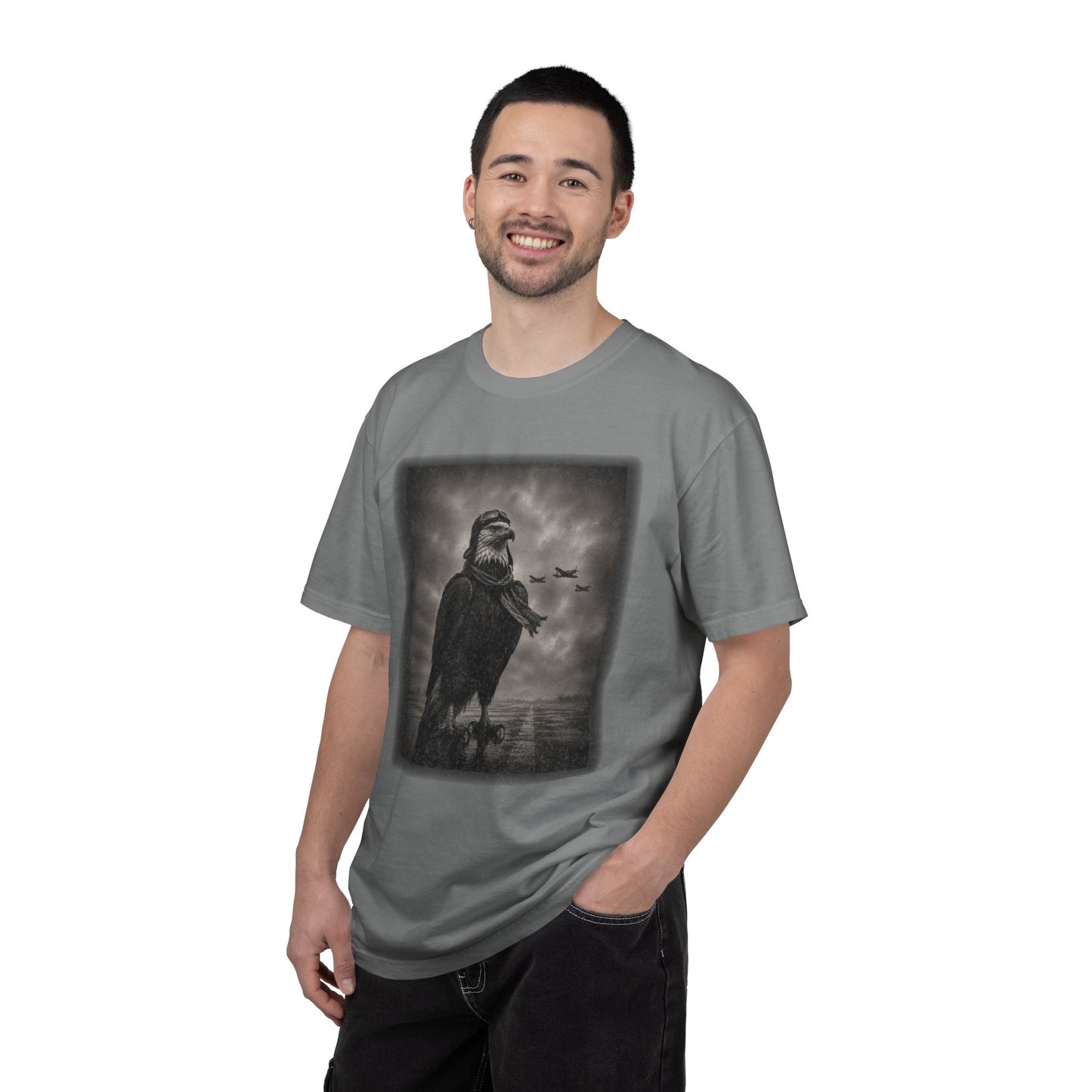 Vintage Distressed Eagle Aviator T-Shirt | WWII-Inspired Pilot Eagle Graphic Tee | Unisex Comfort Colors Shirt
