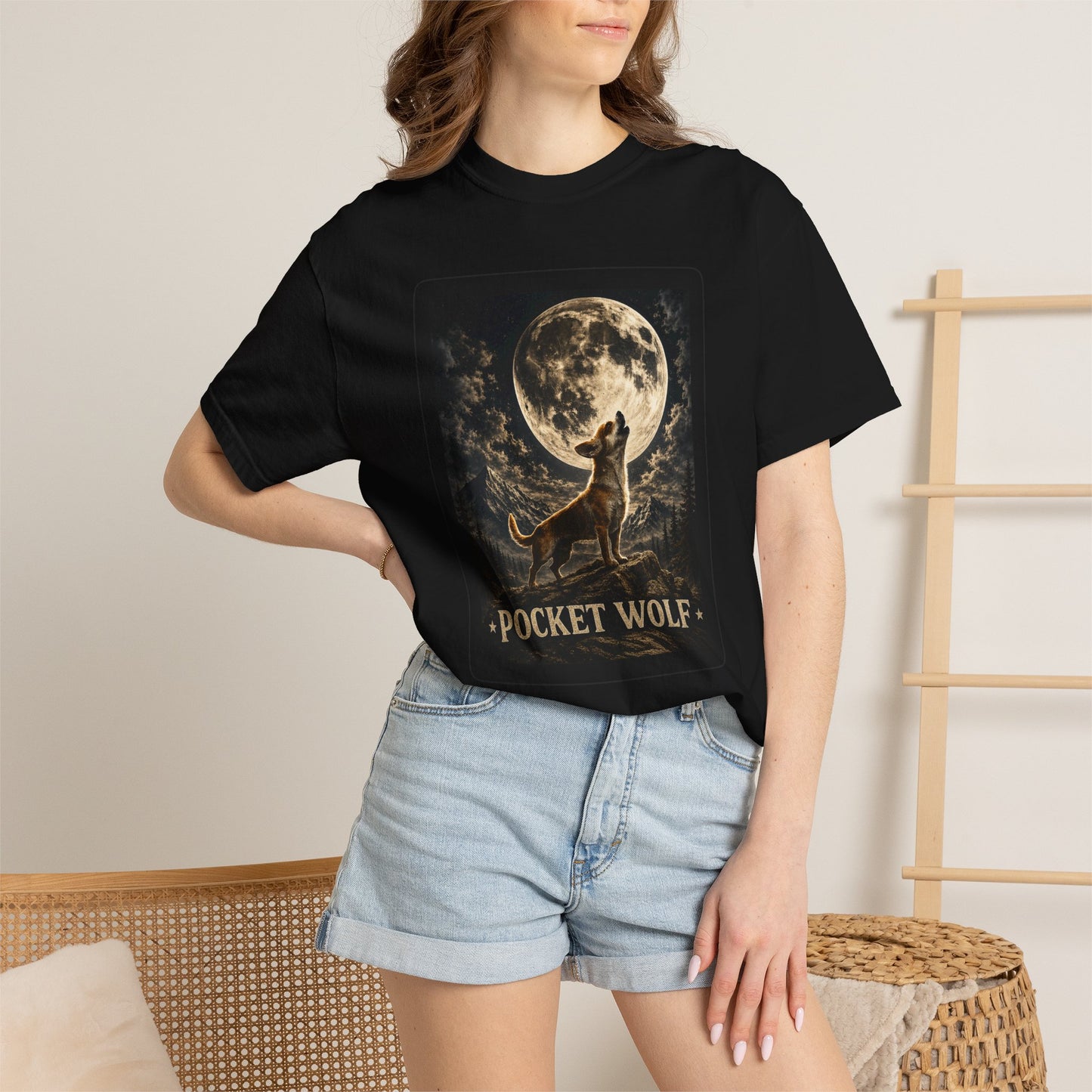 Pocket Wolf Chihuahua Howling T-Shirt, Funny Small Dog Graphic Tee
