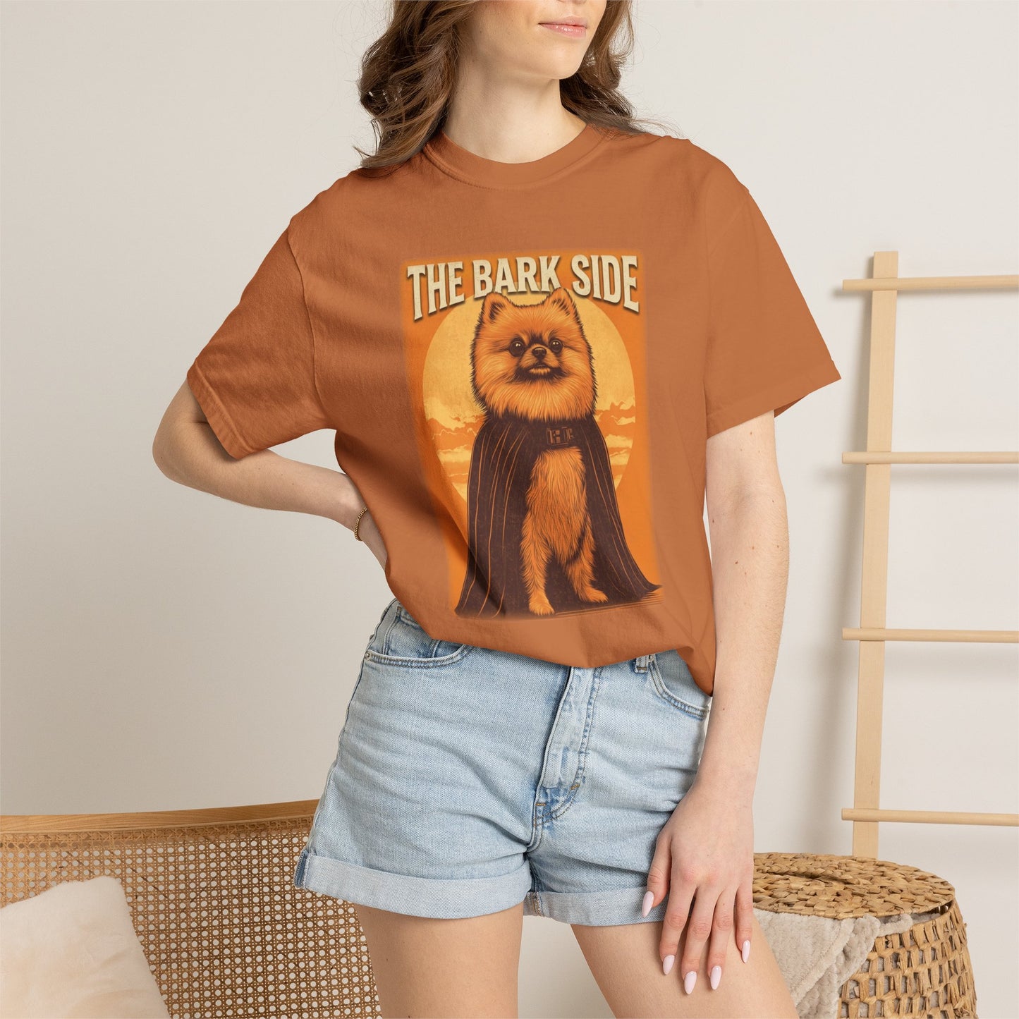 The Bark Side Funny Pomeranian Star Wars Inspired Dog T-Shirt | Cute Retro Dog Lover Tee