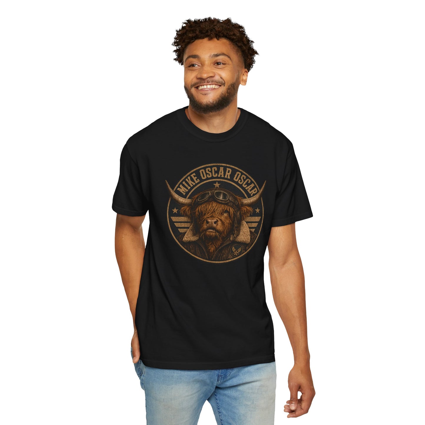 Mike Oscar Oscar Shirt, Funny Highland Cow Phonetic Military Shirt