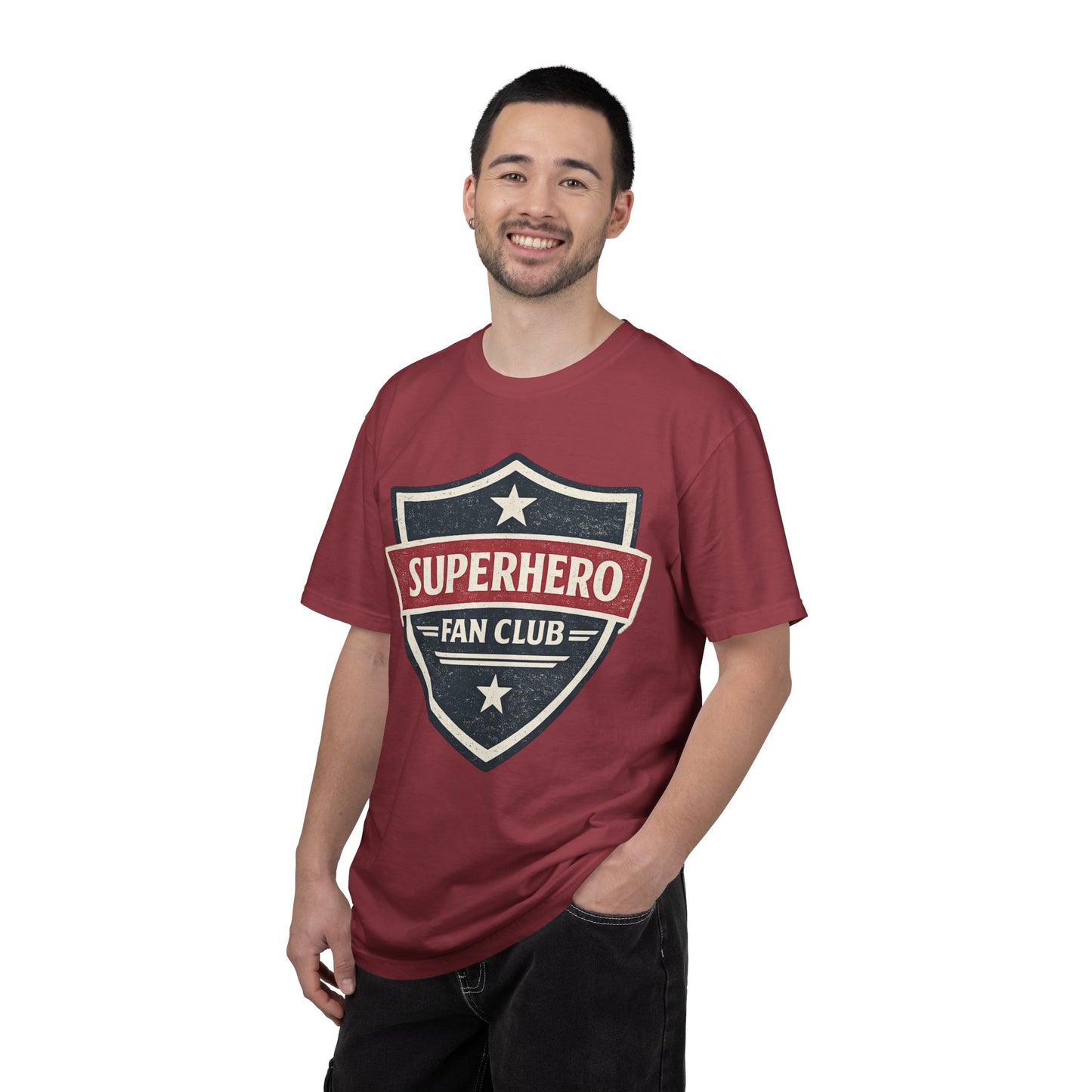 Superhero Fan Club Retro Shield T-Shirt Vintage Comic Graphic Tee