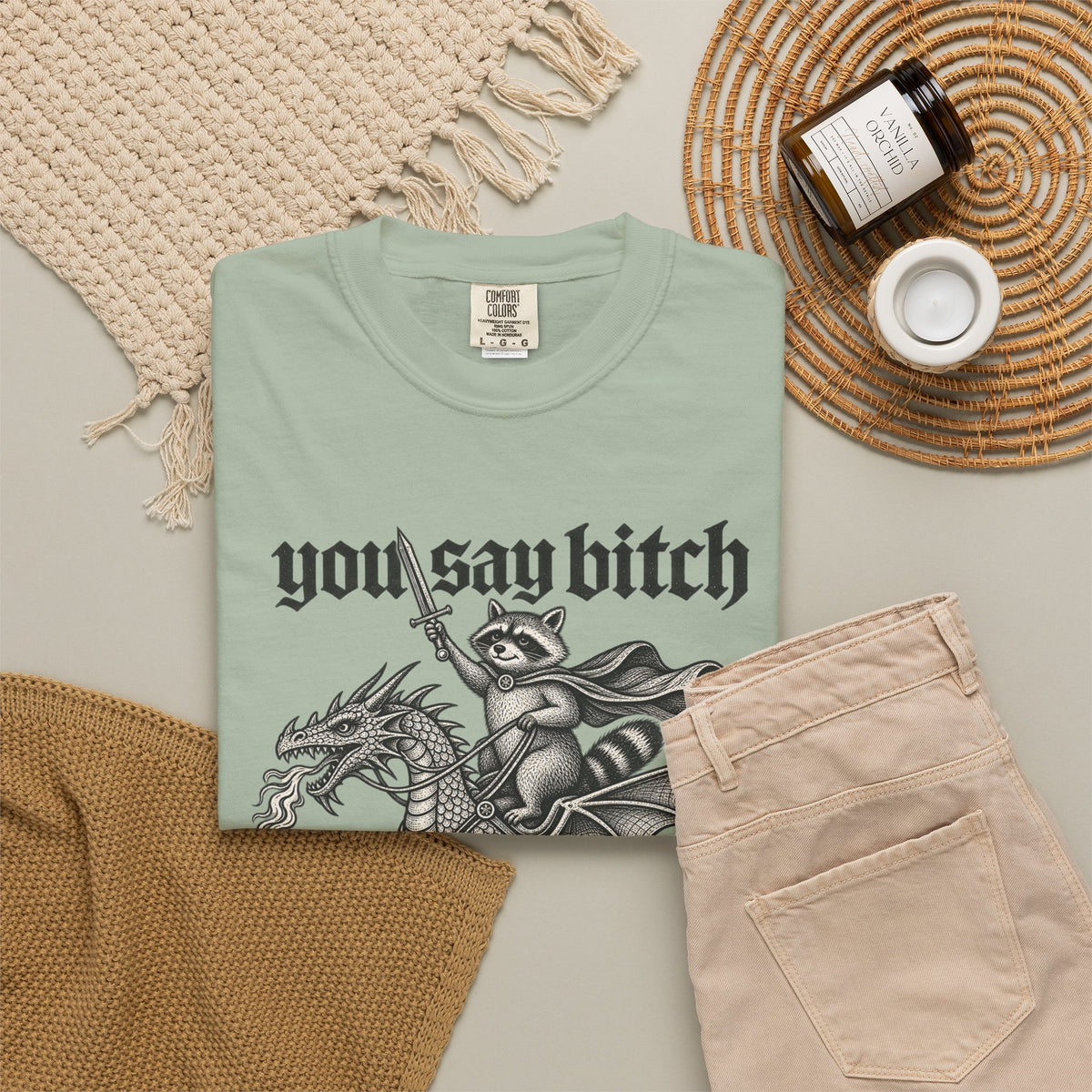 You Say Bitch Like It's A Bad Thing Vintage Gothic Raccoon Dragon T-Shirt
