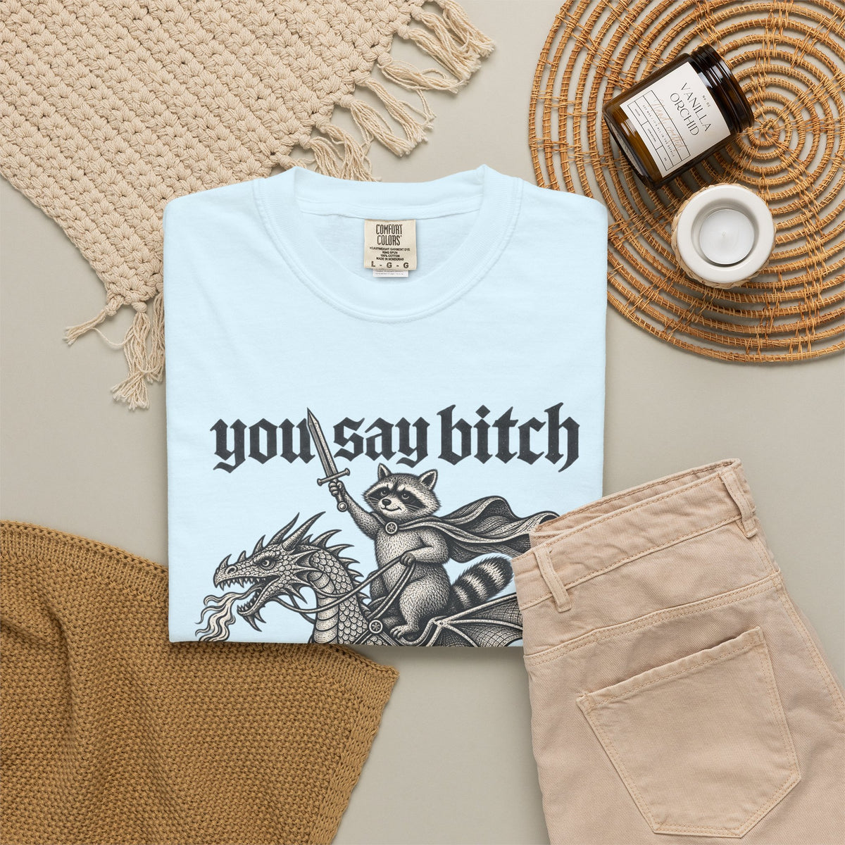 You Say Bitch Like It's A Bad Thing Vintage Gothic Raccoon Dragon T-Shirt