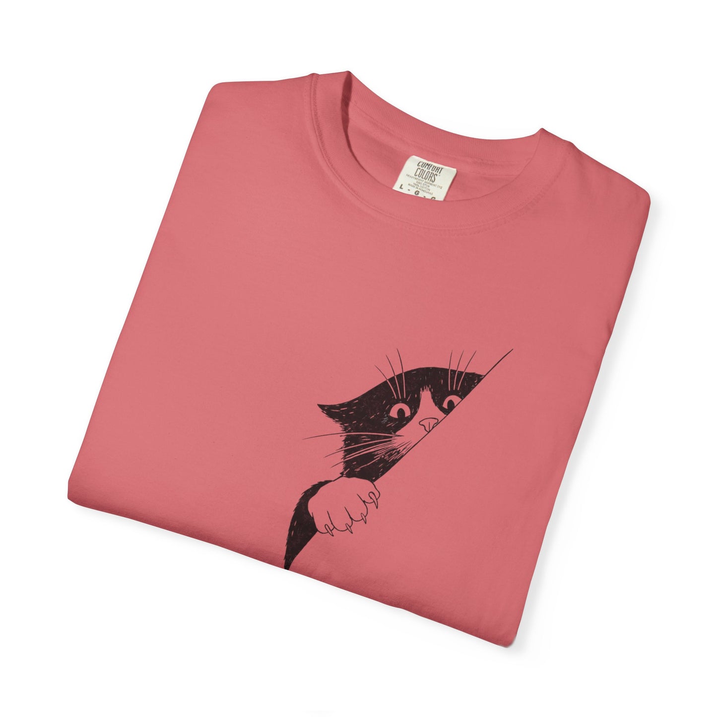 Peekaboo Cat T-Shirt — Minimalist 'Is It Safe?' Cat Lover Tee