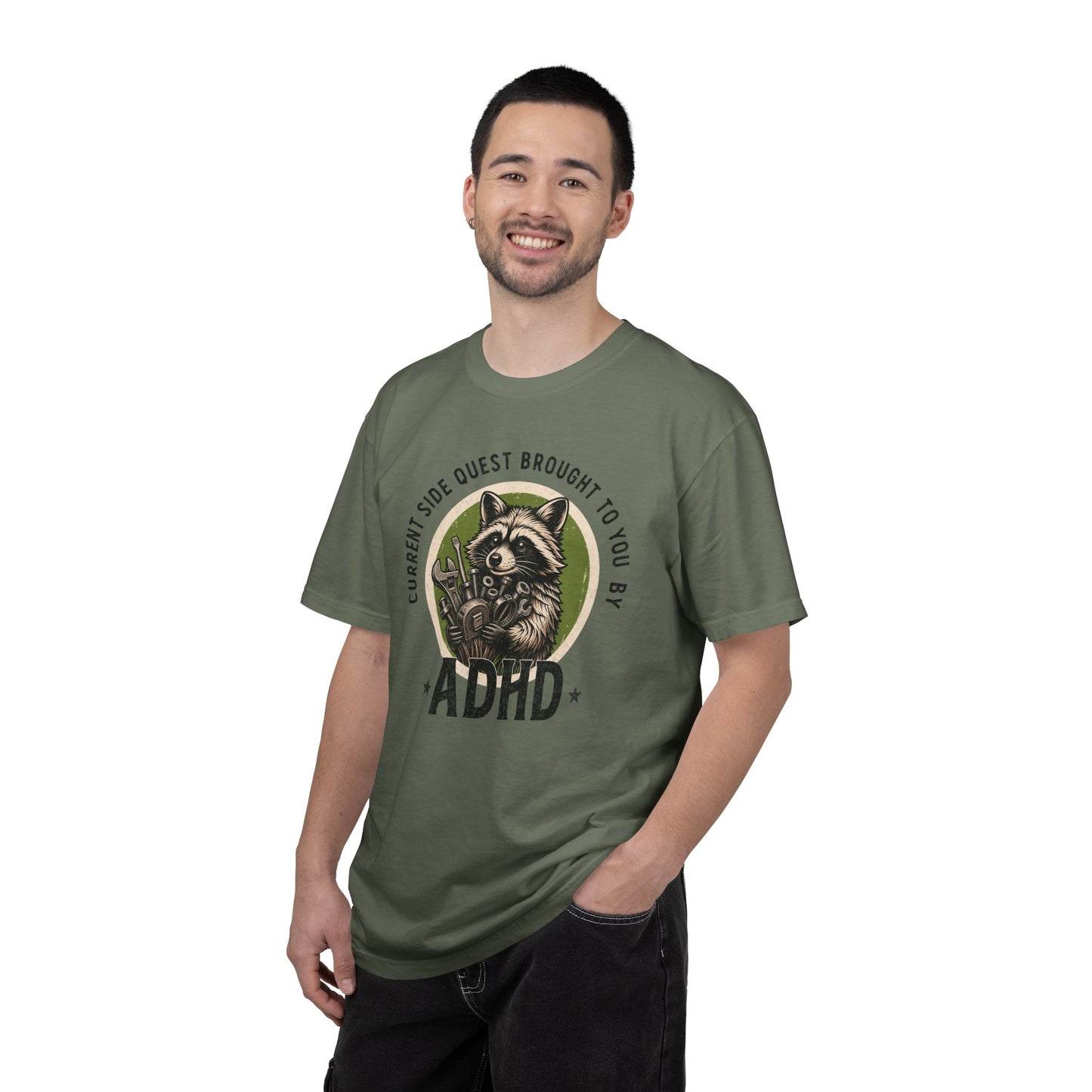 Distressed Current Side Quest Brought to You by ADHD Shirt, Funny Neurodivergent Humor Animal Tee