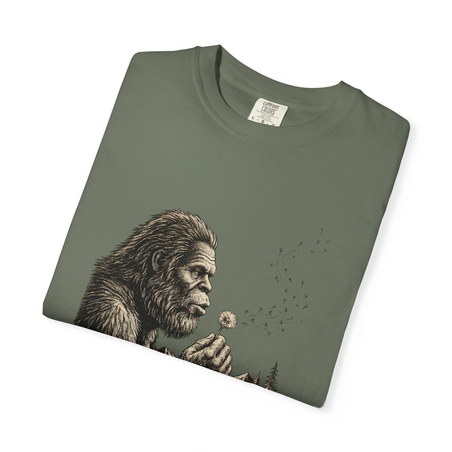Peaceful Sasquatch Making a Wish Dandelion Vintage T-Shirt