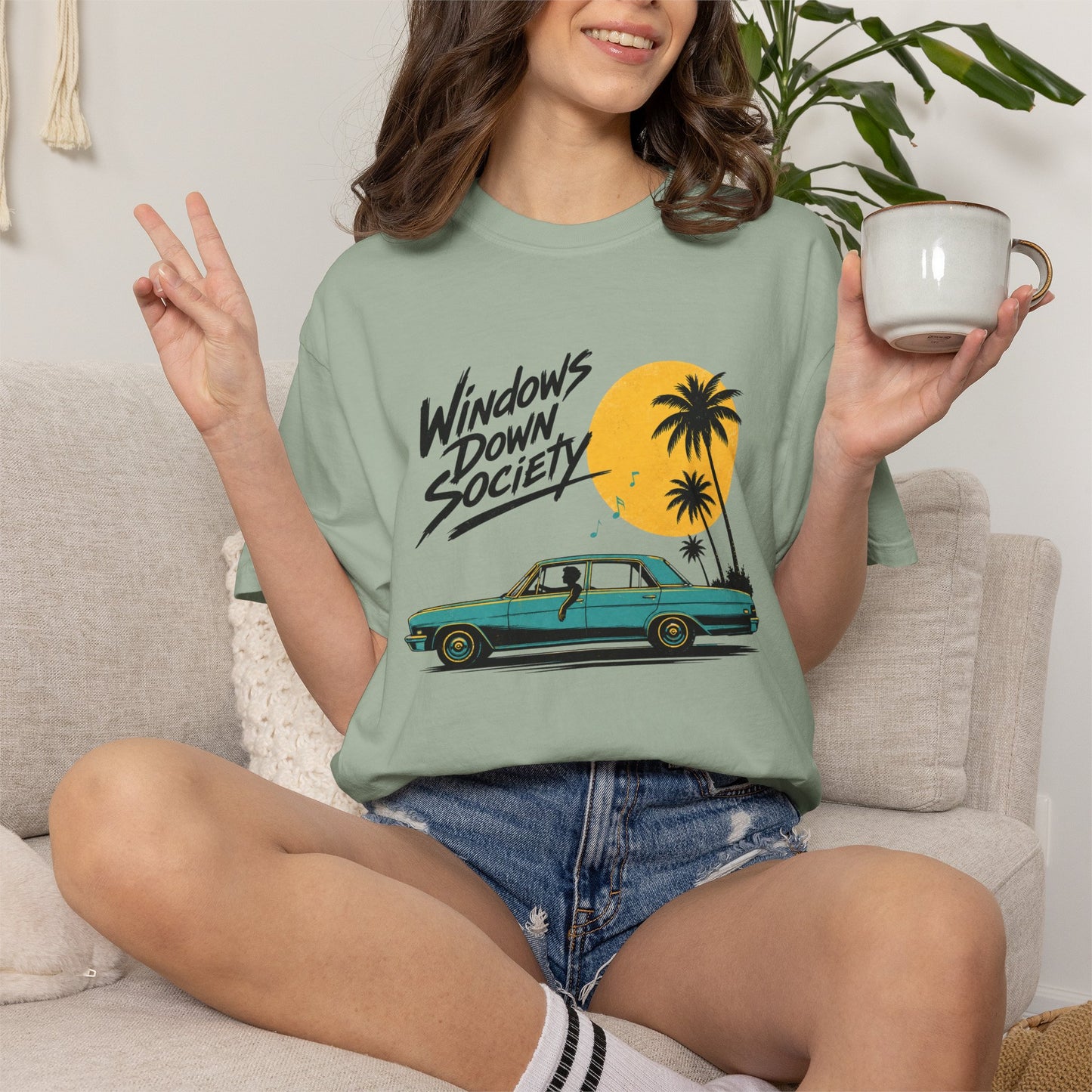 Windows Down Society T-Shirt, Vintage Road Trip Graphic Tee