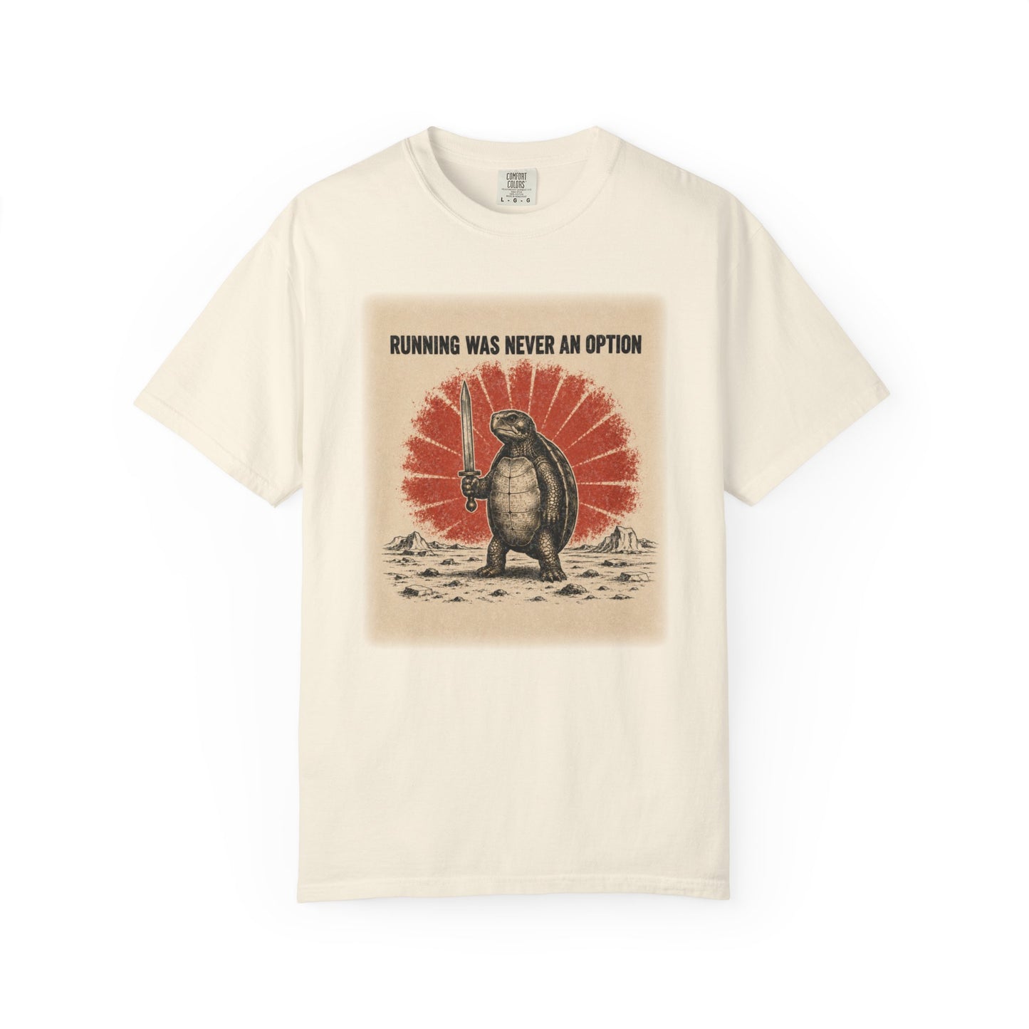 Running Was Never an Option Turtle Shirt | Funny Warrior Turtle Graphic Tee | Vintage Comfort Colors® T-Shirt