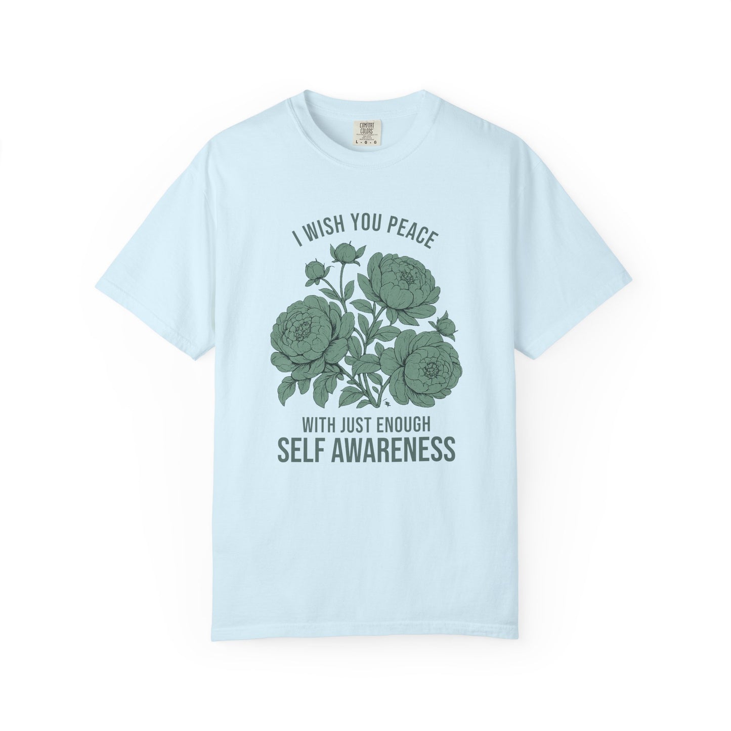 I Wish You Peace with Just Enough Self Awareness Shirt | Funny Introvert Graphic Tee | Vintage Floral Comfort Colors® T-Shirt