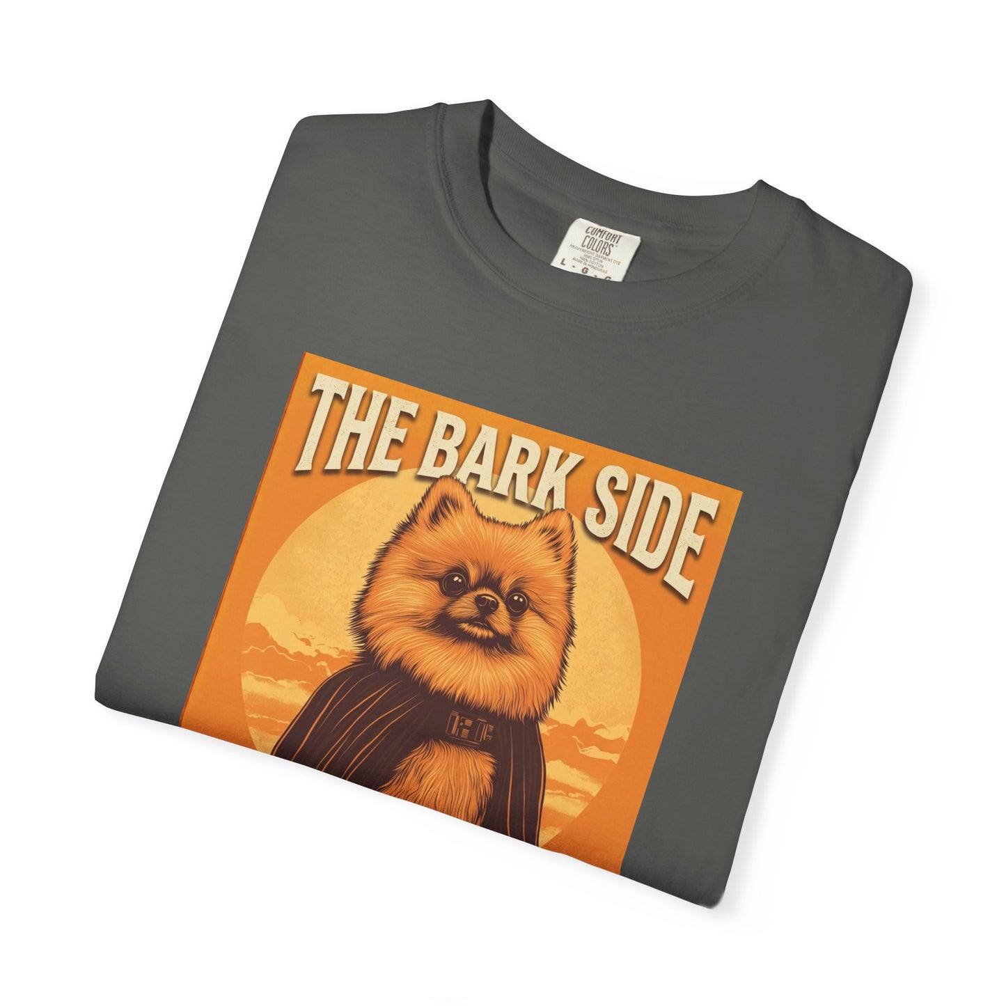 The Bark Side Funny Pomeranian Star Wars Inspired Dog T-Shirt | Cute Retro Dog Lover Tee