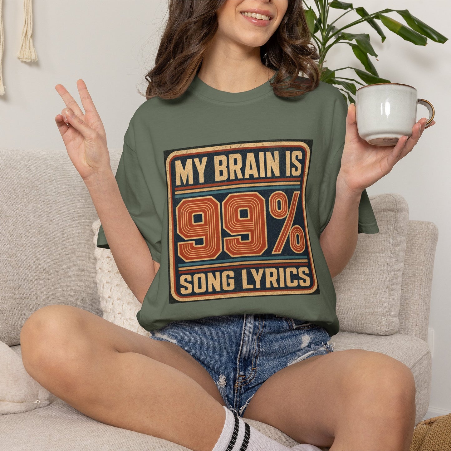 T-Shirt — "My Brain Is 99% Song Lyrics" Retro Music Lover Tee