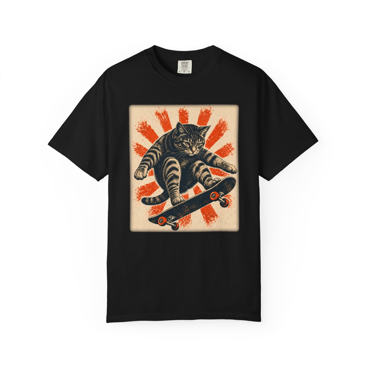Skateboarding Cat Graphic T-Shirt | Funny Cat Skateboard Graphic Tee