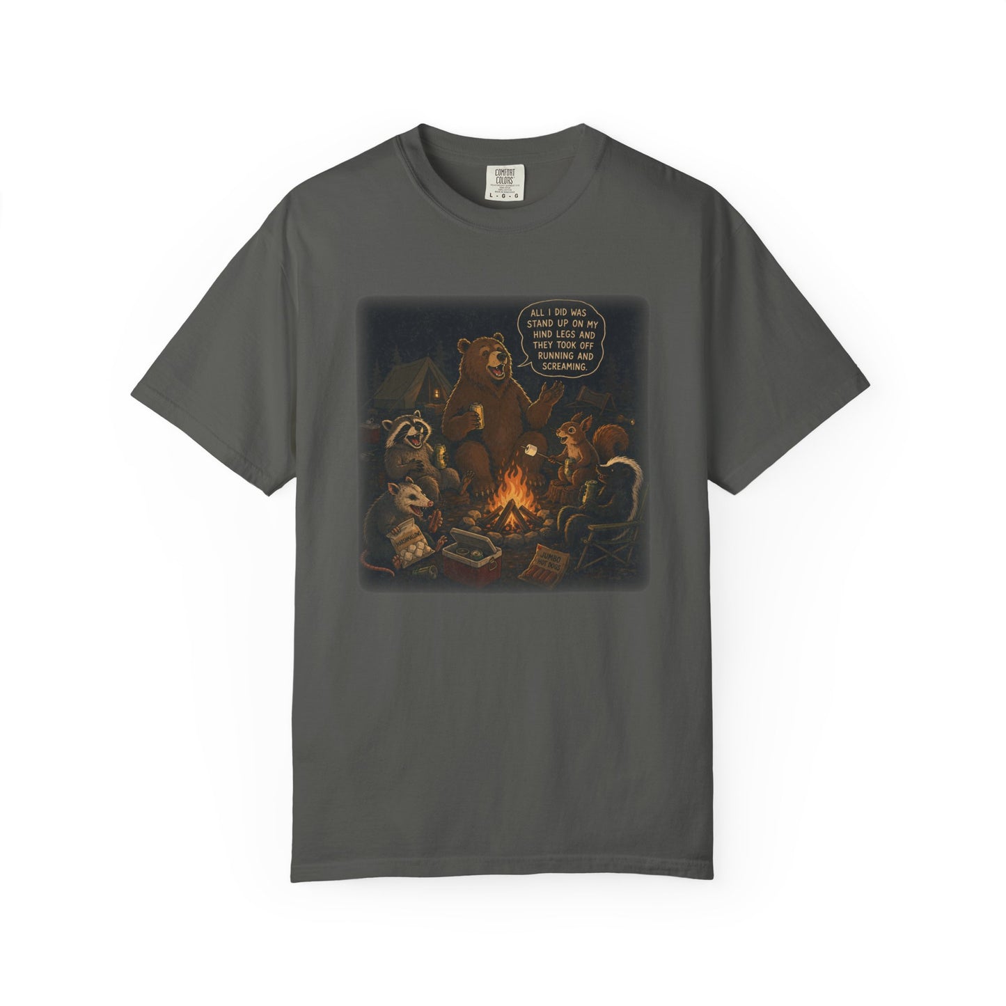 Campfire Criminals | Funny Camping Bear & Raccoon Shirt | Woodland Animals Campfire Tee | Cozy Outdoors Graphic Tee