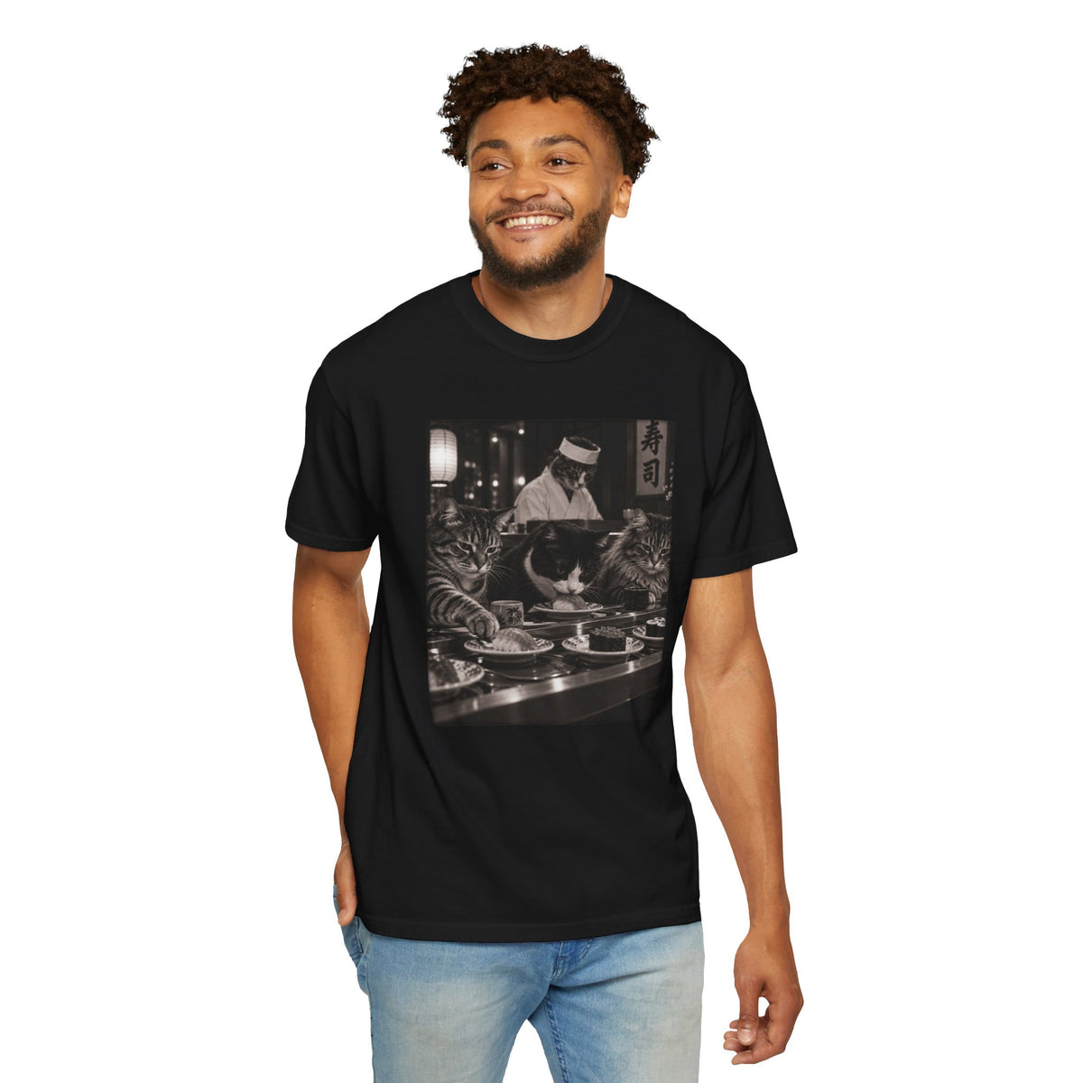 Cats at a Sushi Bar Shirt - Funny Vintage Japanese Sushi Bar Photo Tee