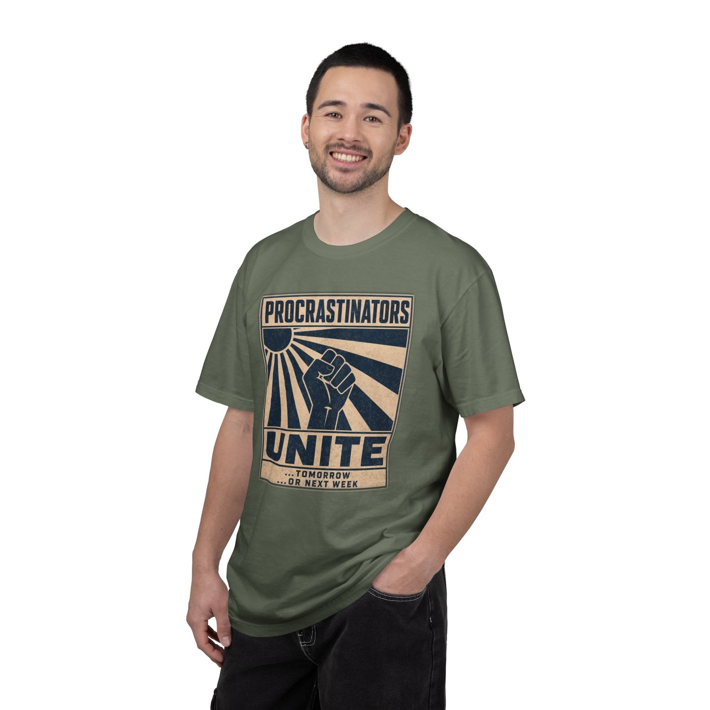 T-Shirt — "Procrastinators Unite" Retro Poster Graphic Tee