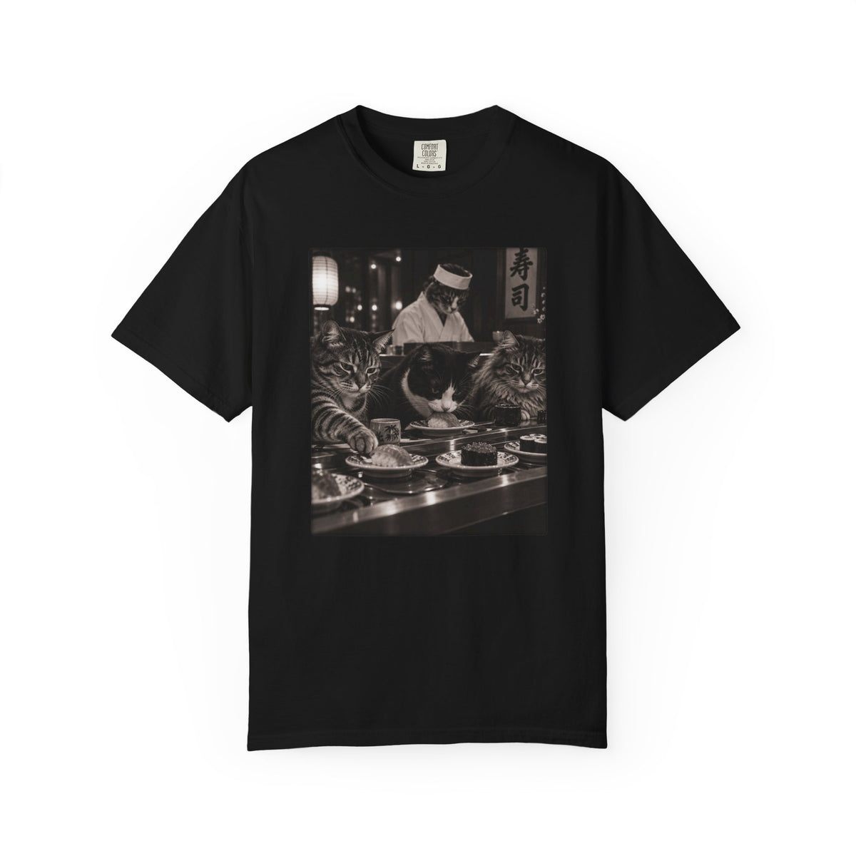 Cats at a Sushi Bar Shirt - Funny Vintage Japanese Sushi Bar Photo Tee