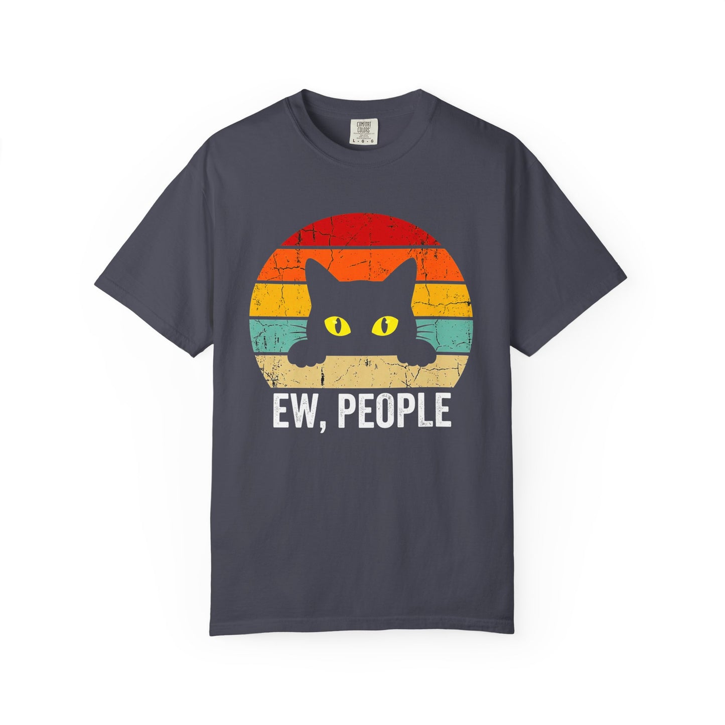 Ew, People Cat T-Shirt — Retro Sunset Graphic for Introverts & Cat Lovers