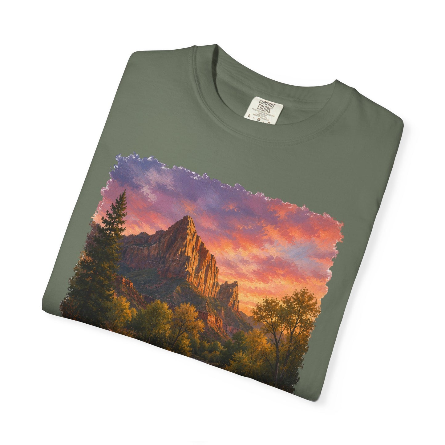 Zion National Park Scenic T-Shirt — Sunset Mountain River The Watchman Graphic Tee