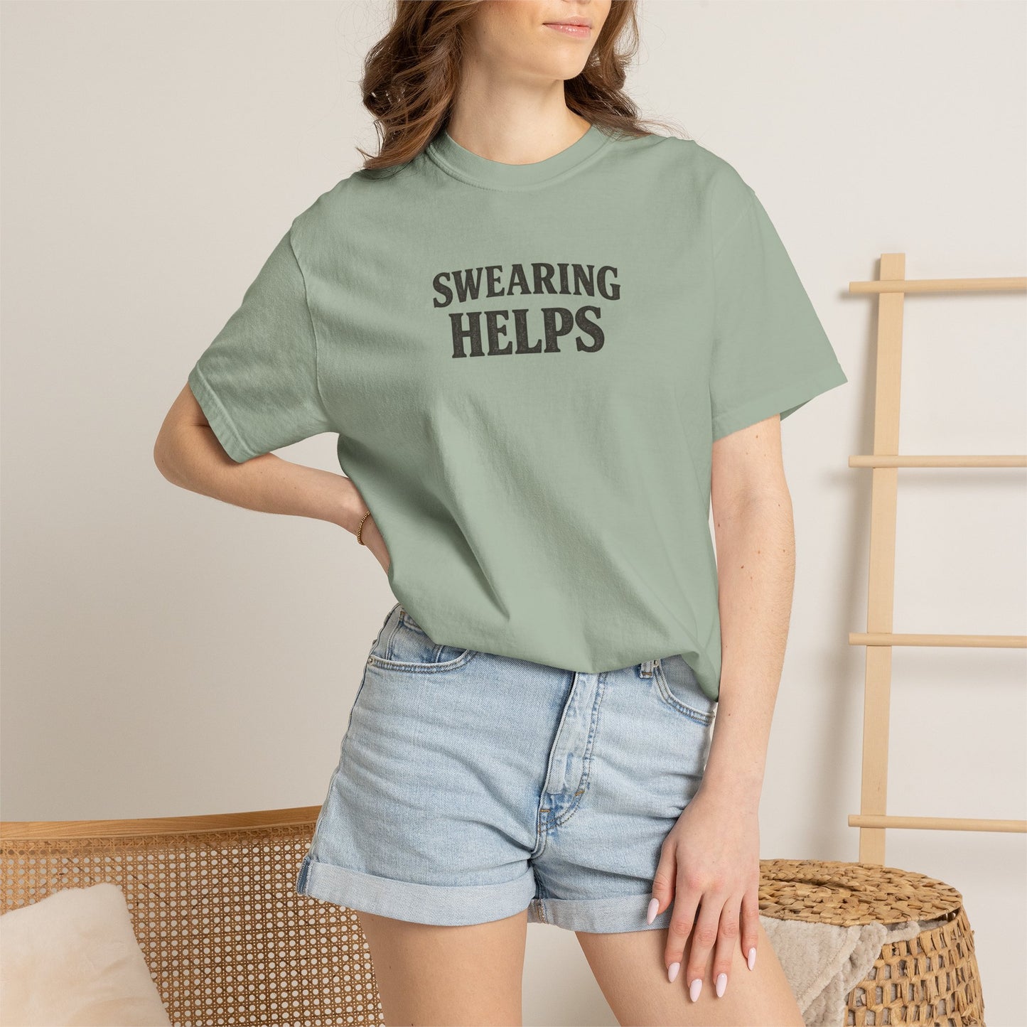 SWEARING HELPS T-Shirt — Funny Typographic Tee