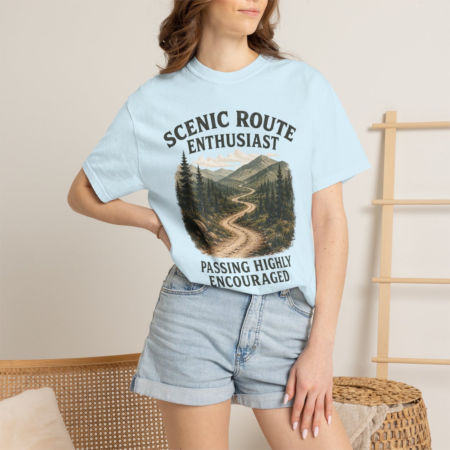 Scenic Route Enthusiast T-Shirt — "Passing Highly Encouraged" Hiking Tee